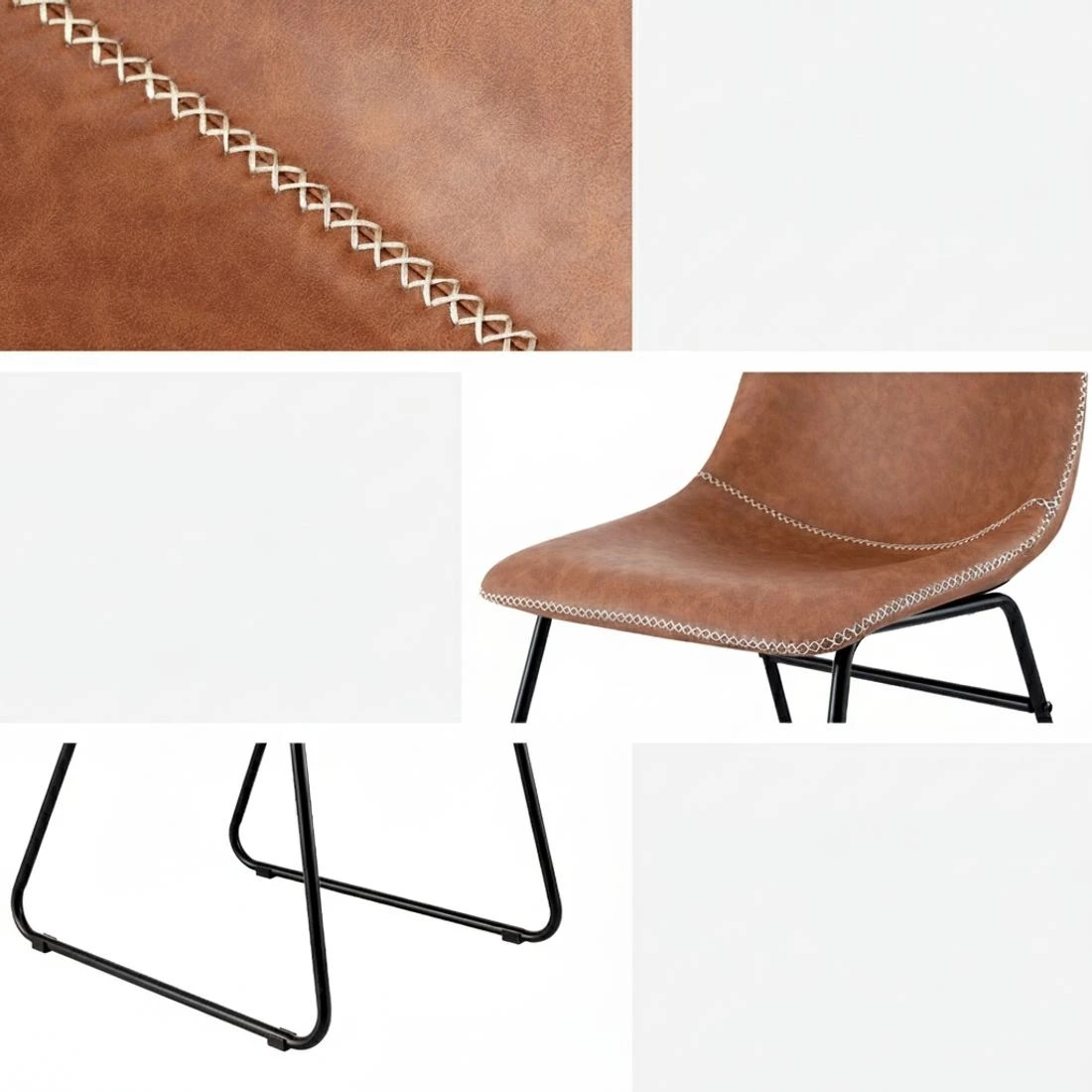 6 Artiss 2x Dining Chairs Retro PU Leather Kitchen Lounge Cafe Accent Chair - Brown, 6 of 6