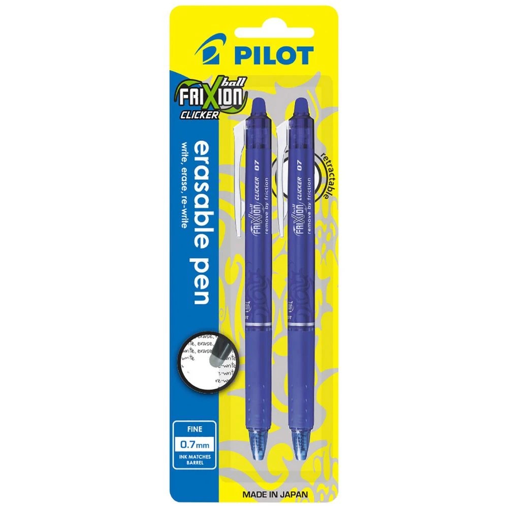 1 PILOT FriXion Clicker Erasable Gel Pen 0.7mm Blue 2 Pack, 1 of 9