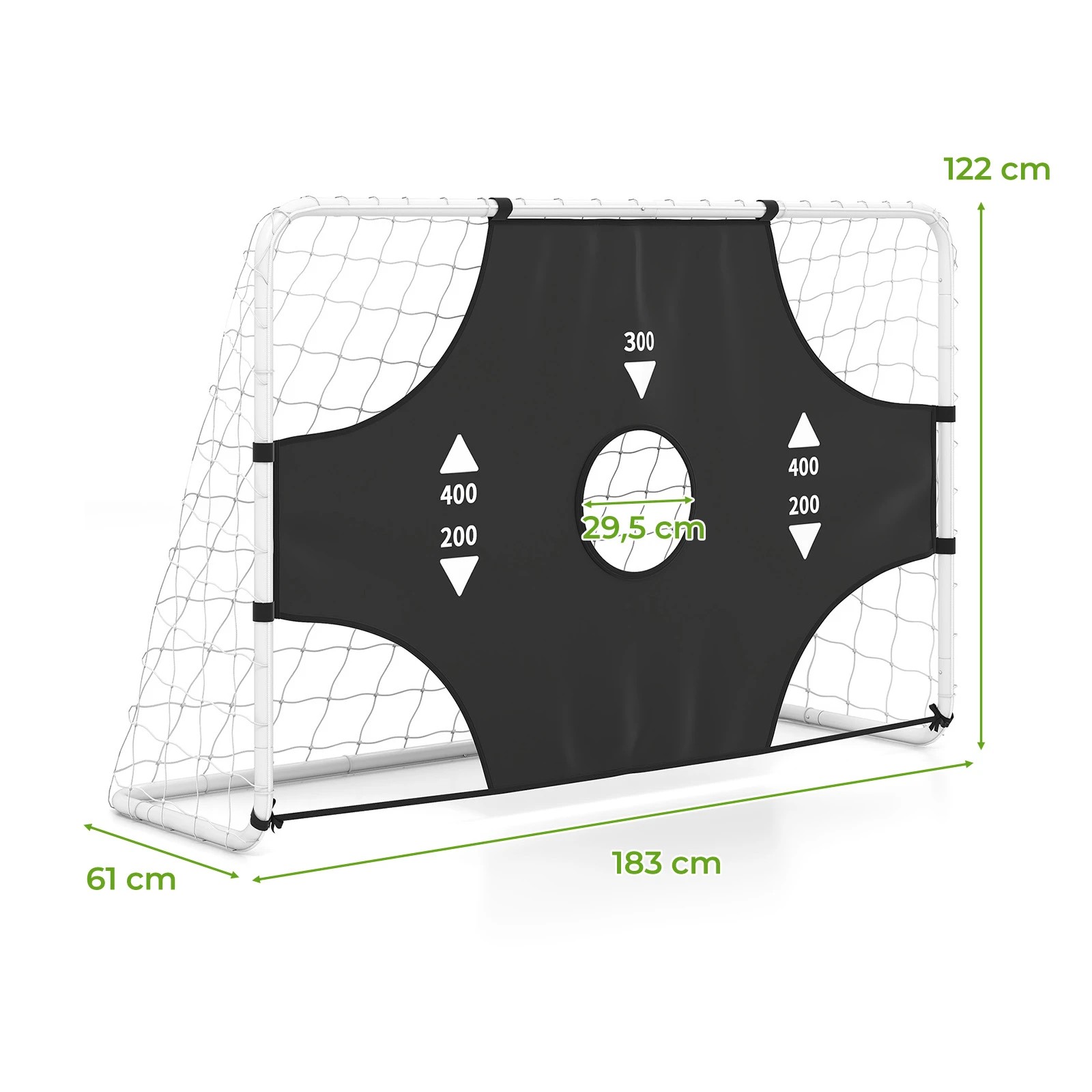 2 Costway 183x122cm Football Net Set 2-in-1 Soccer Goal w/Target Cloth Backyard Training Equipment - Black, 2 of 2