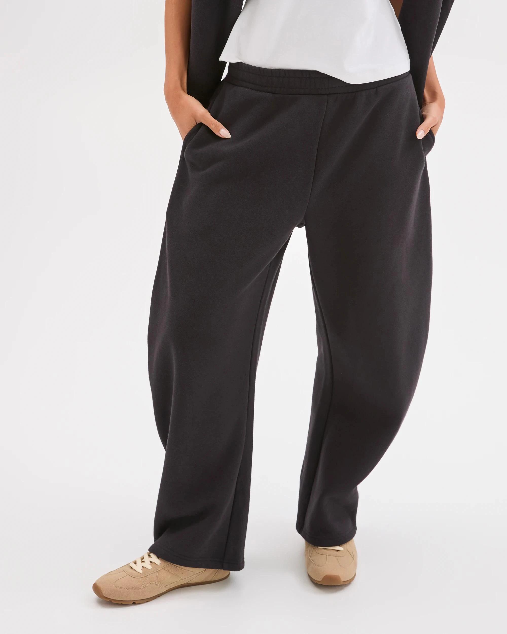 6 Lily Loves Australian Cotton Blend Bow Leg Trackpants BLACK, 6 of 7