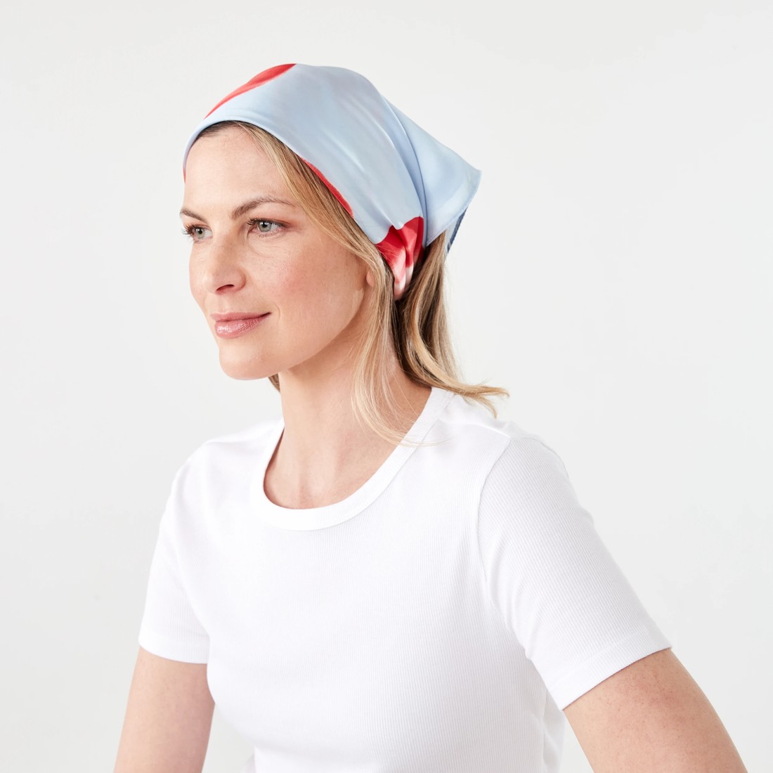 3 Oversize Floral Hair Scarf - Blue, Red and Gree, 3 of 6