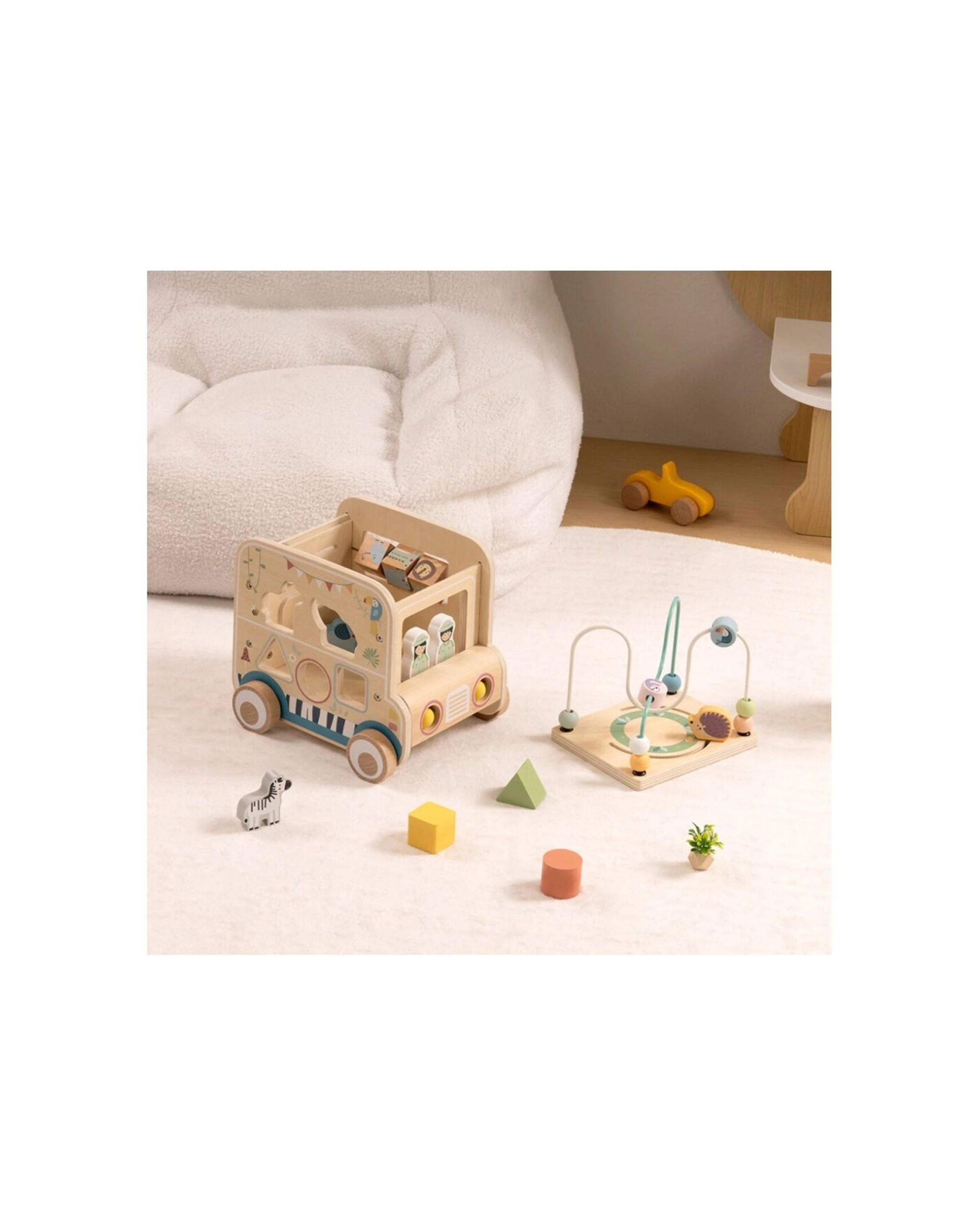 6 Tooky Toy Versatile Safari Hunting Vehicle Wooden Activity Kids Children - Natural, 6 of 7