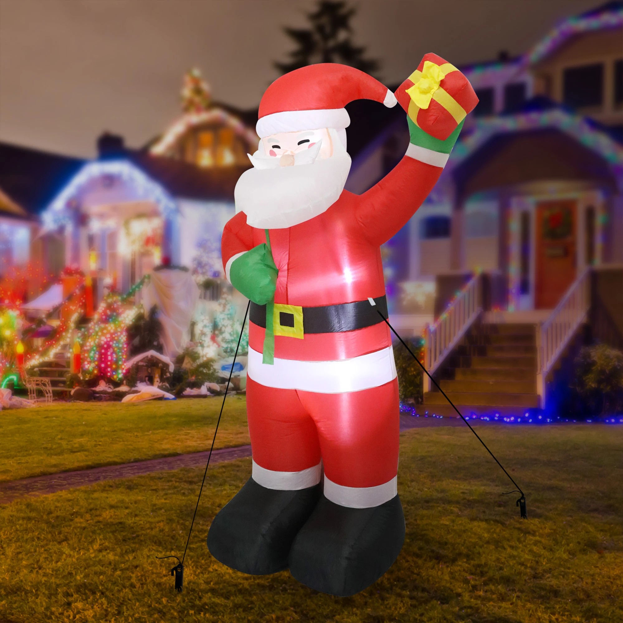 7 Santaco 2.4m Inflatable Christmas Santa Clauss LED Light Xmas Gift Outdoor Decor, 7 of 9