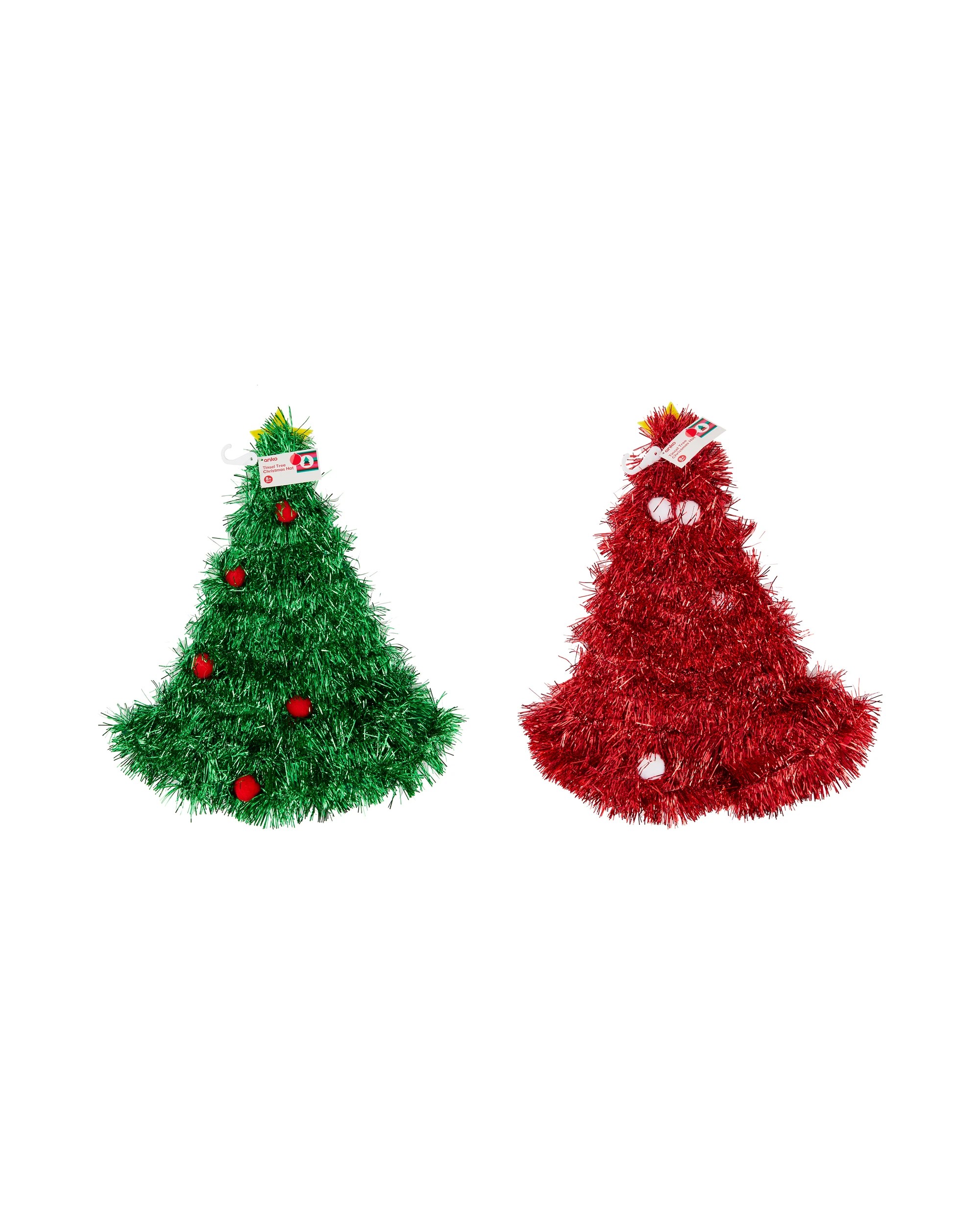 4 Tinsel Tree Christmas Hat - Assorted, 4 of 4