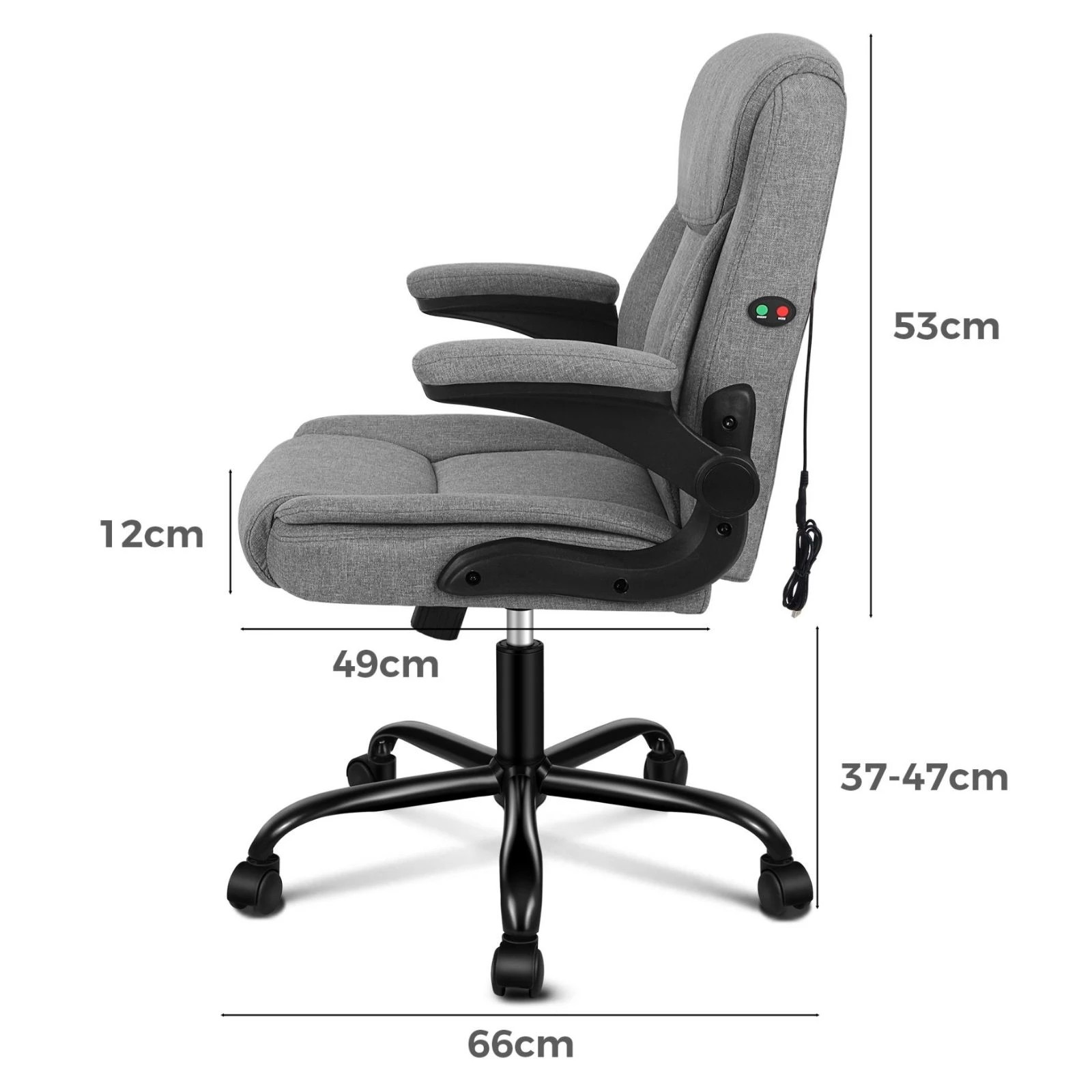 5 Alfordson Massage Office Chair Executive Computer Gaming Seat Linen Fabric - Grey, 5 of 10