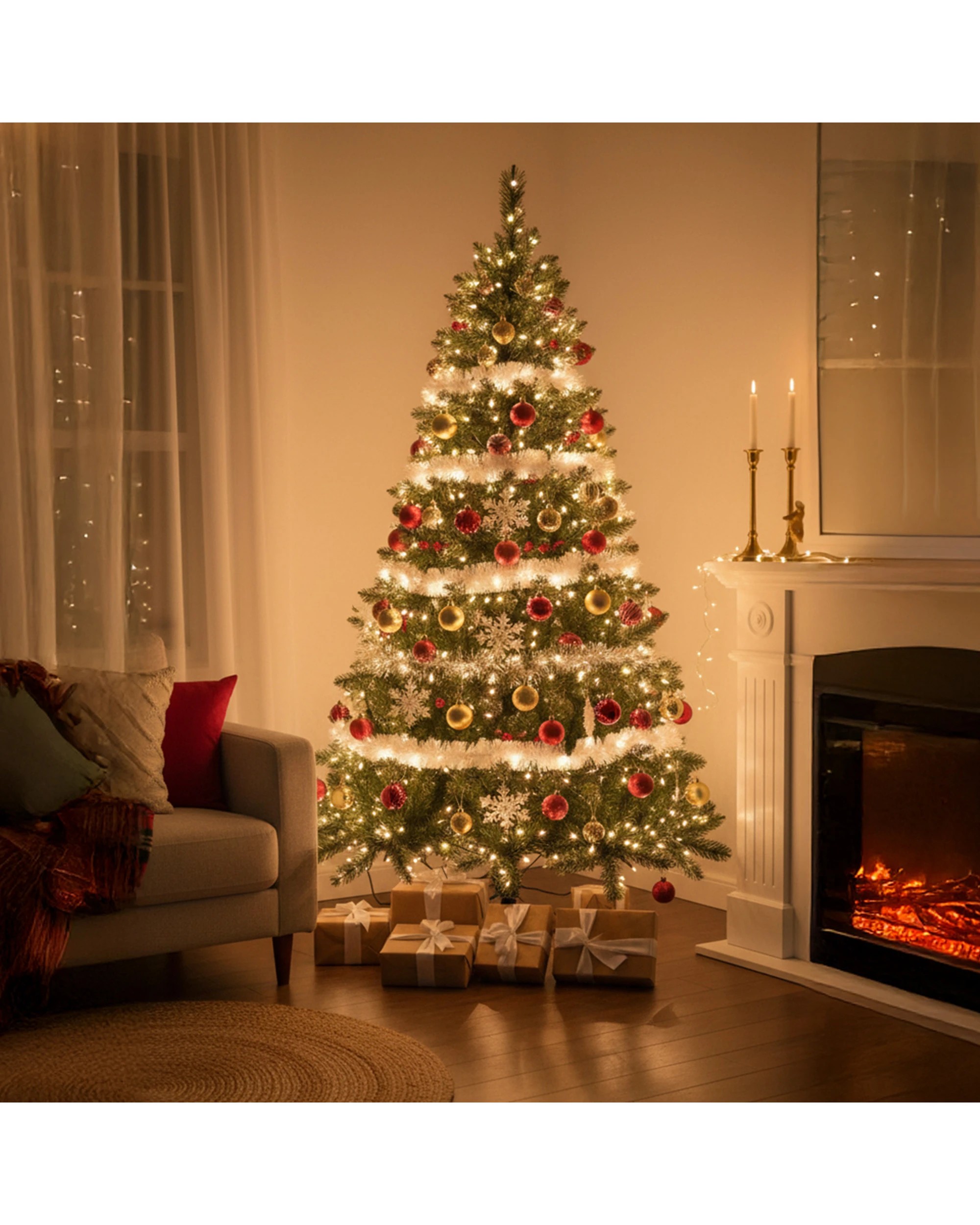 6 Christabelle 1.8m Christmas Tree Cashmere Pine 6ft Pre-Lit with LED Lights, 6 of 6