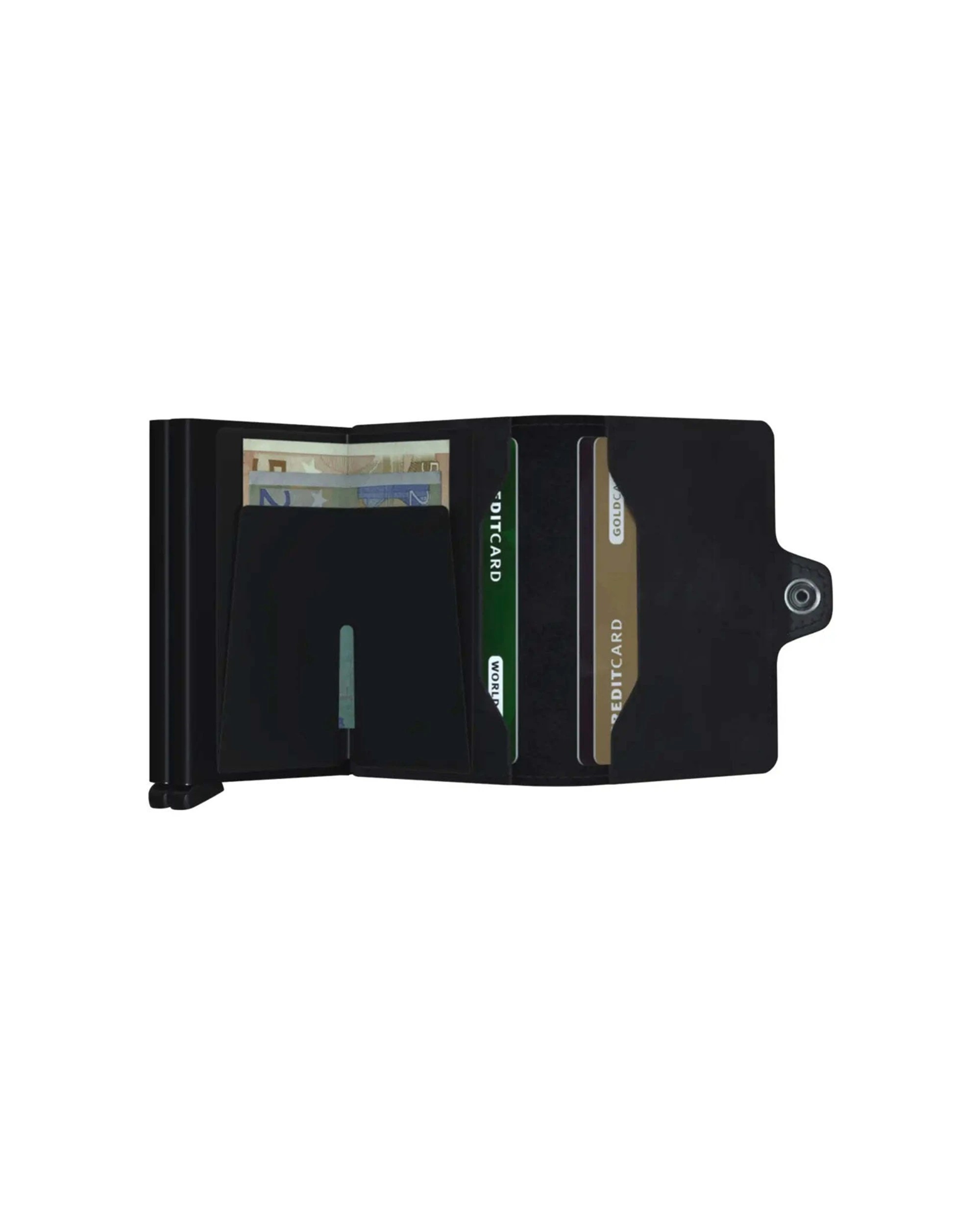 3 Secrid Twinwallet Compact RFID Wallet Aluminium Leather RFID Protection Compact Vintage - Black, 3 of 4