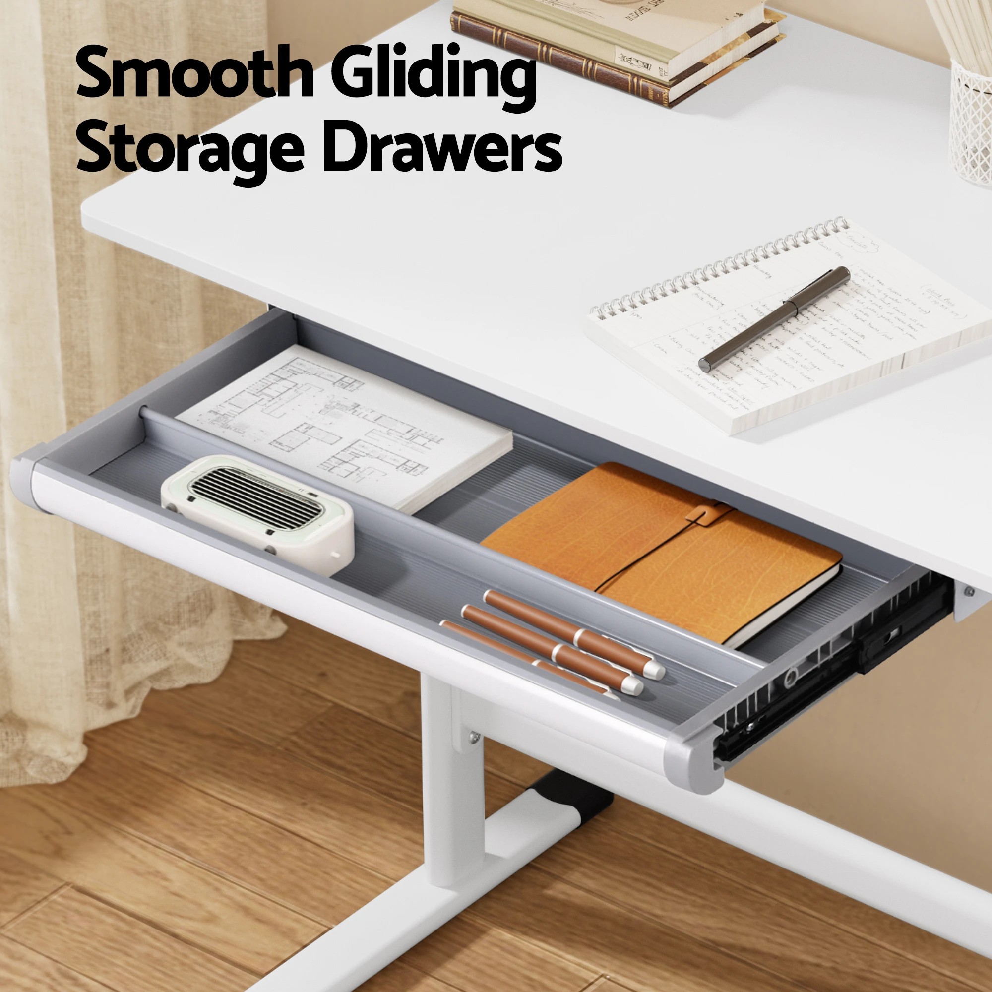 7 Artiss Standing Desk Height Adjustable Workstation Computer Desks Study 100CM - White, 7 of 8