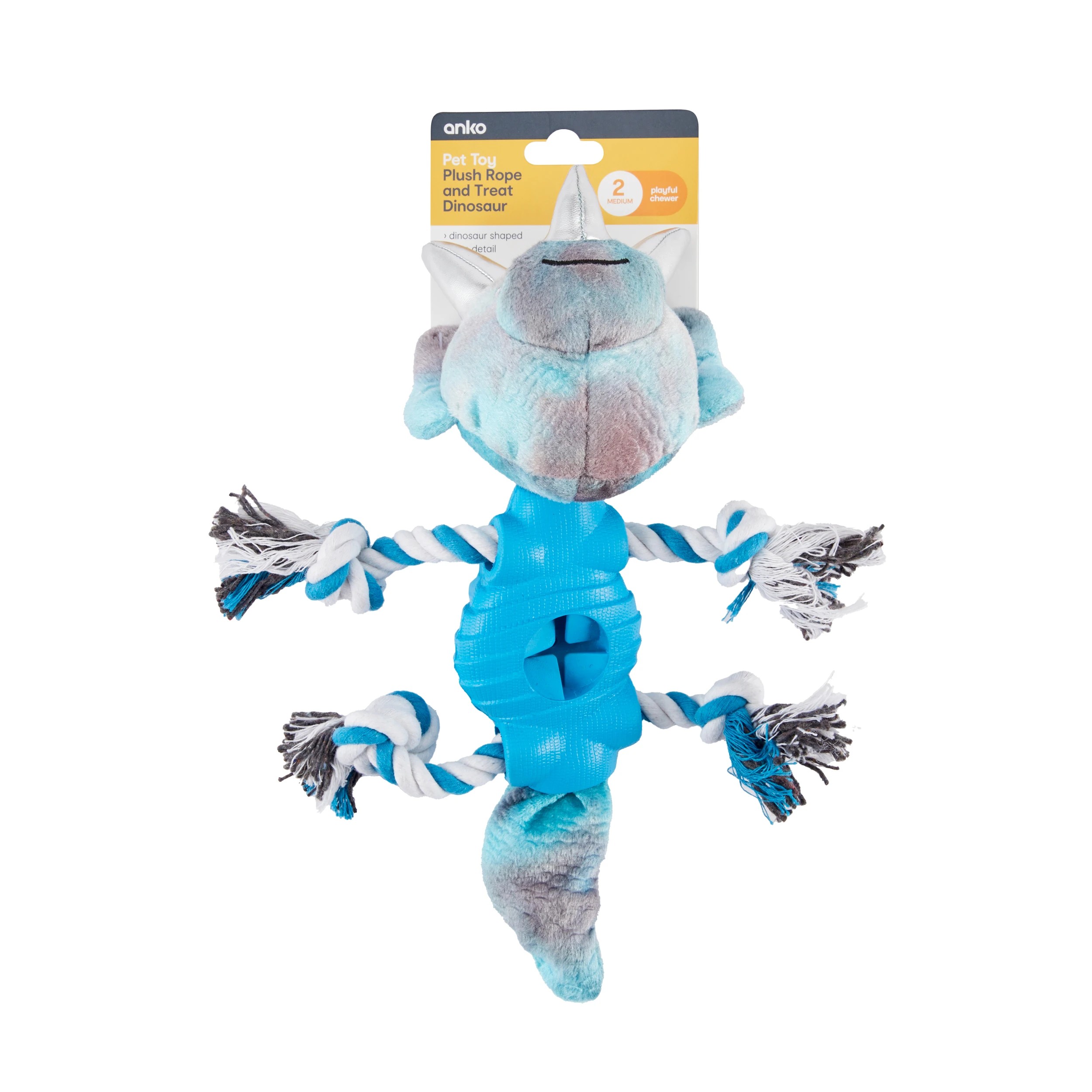 4 Pet Toy Plush Rope and Treat Dinosaur, 4 of 4