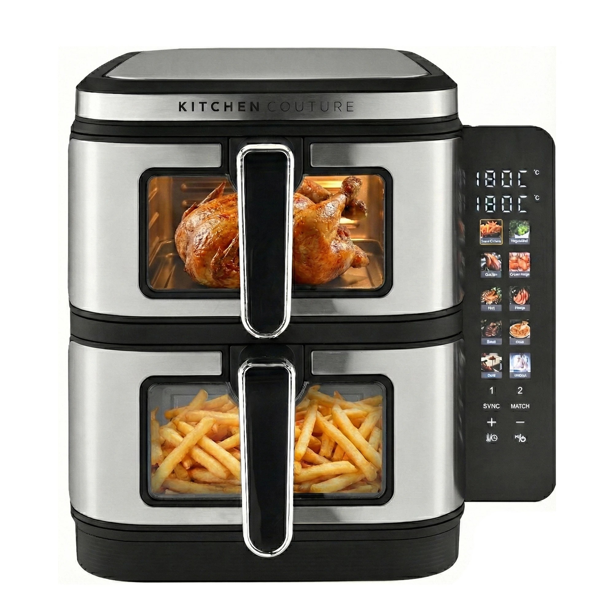 1 Kitchen Couture Dual Drawer Vertex Air Fryer 11L Compact Stacked Design - Grey, 1 of 8