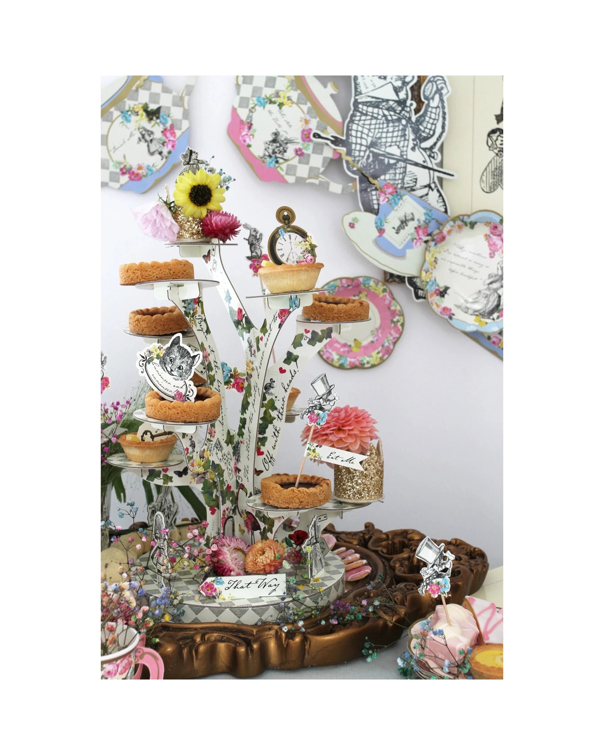 3 Talking Tables Talking Tables Alice In Wonderland Tree Shaped Treat Stand, 3 of 5