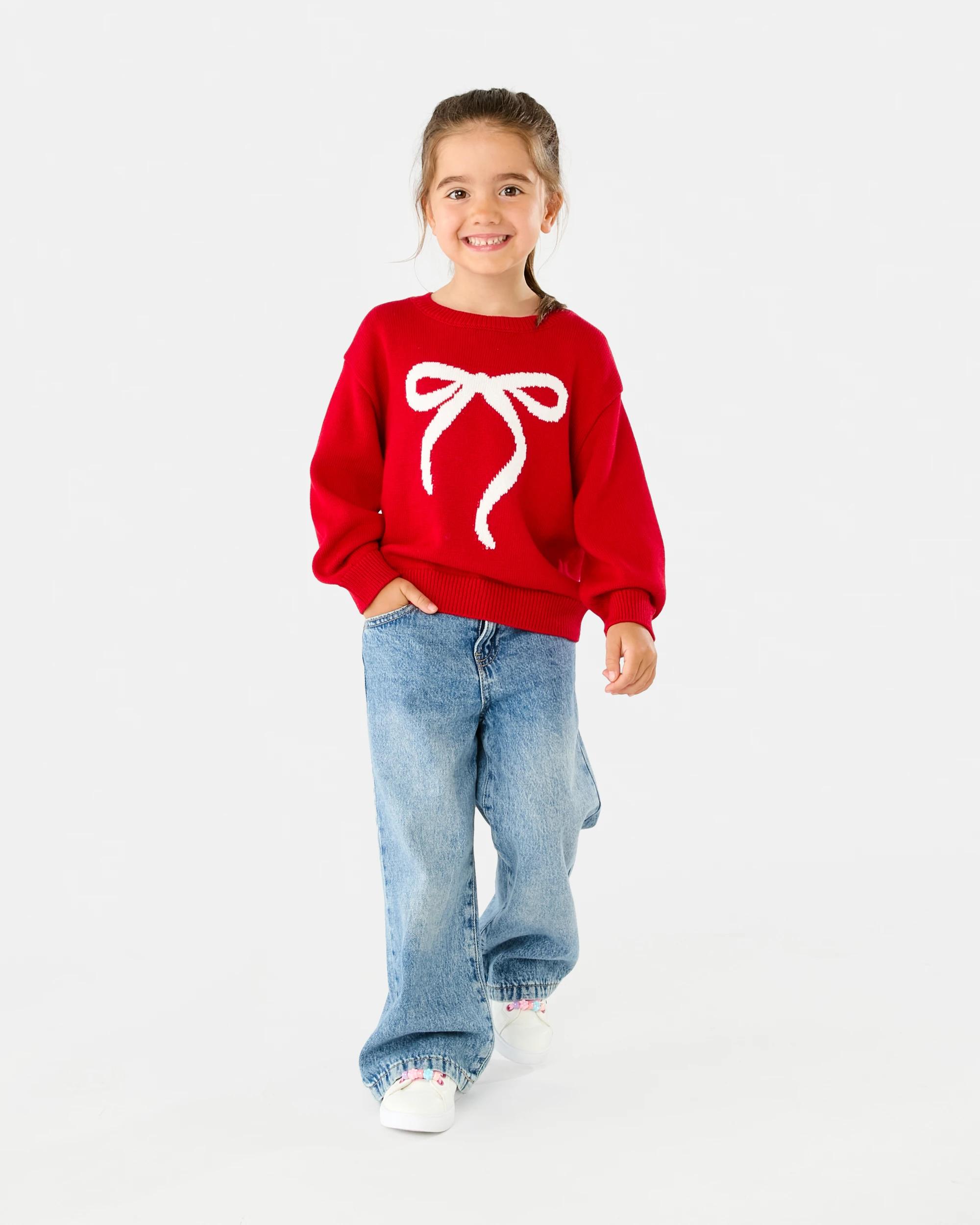 6 Jacquard Knit Jumper Red Bow, 6 of 8