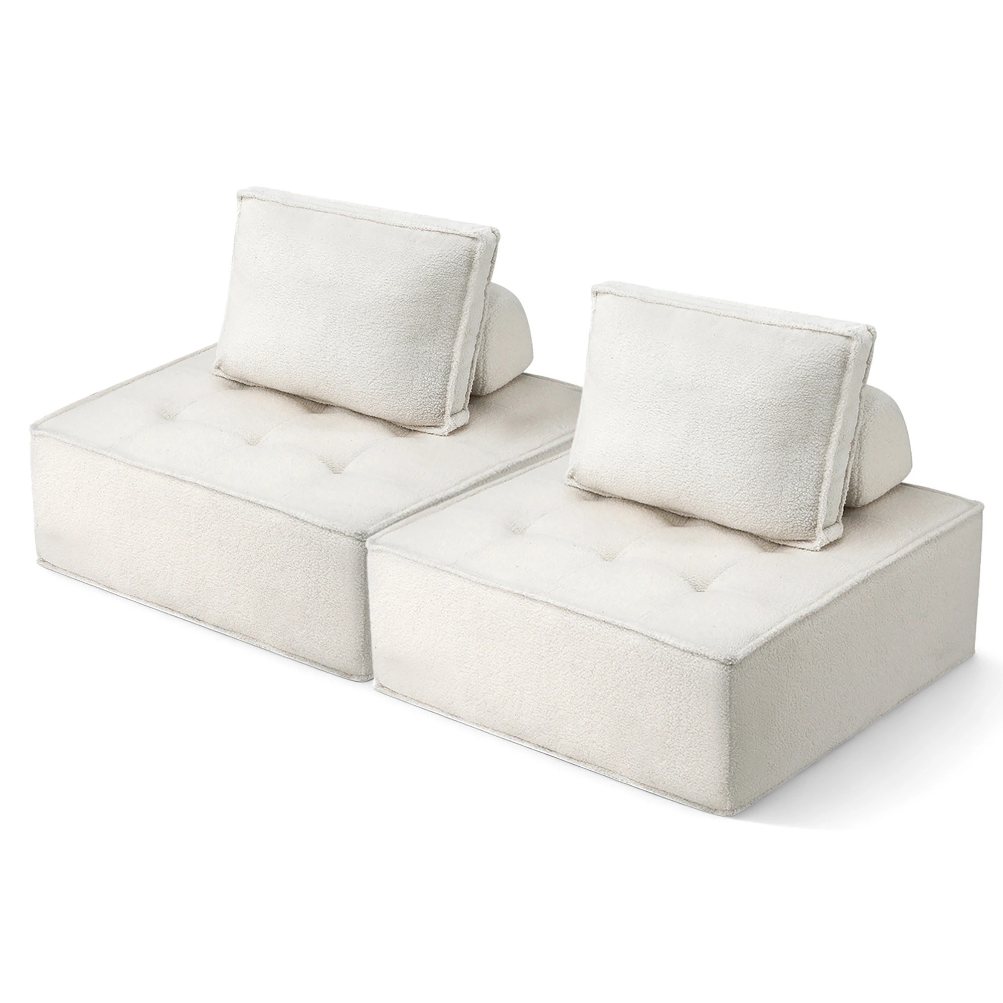 1 Artiss 2 Floor Sofa Lounge Chair with Pillow - White, 1 of 8