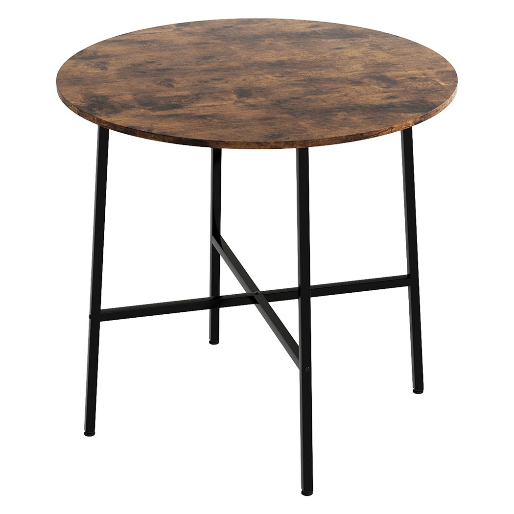 1 Levede Dining Table, Round,Rustic Brown and Black 80Dx76H, 1 of 7
