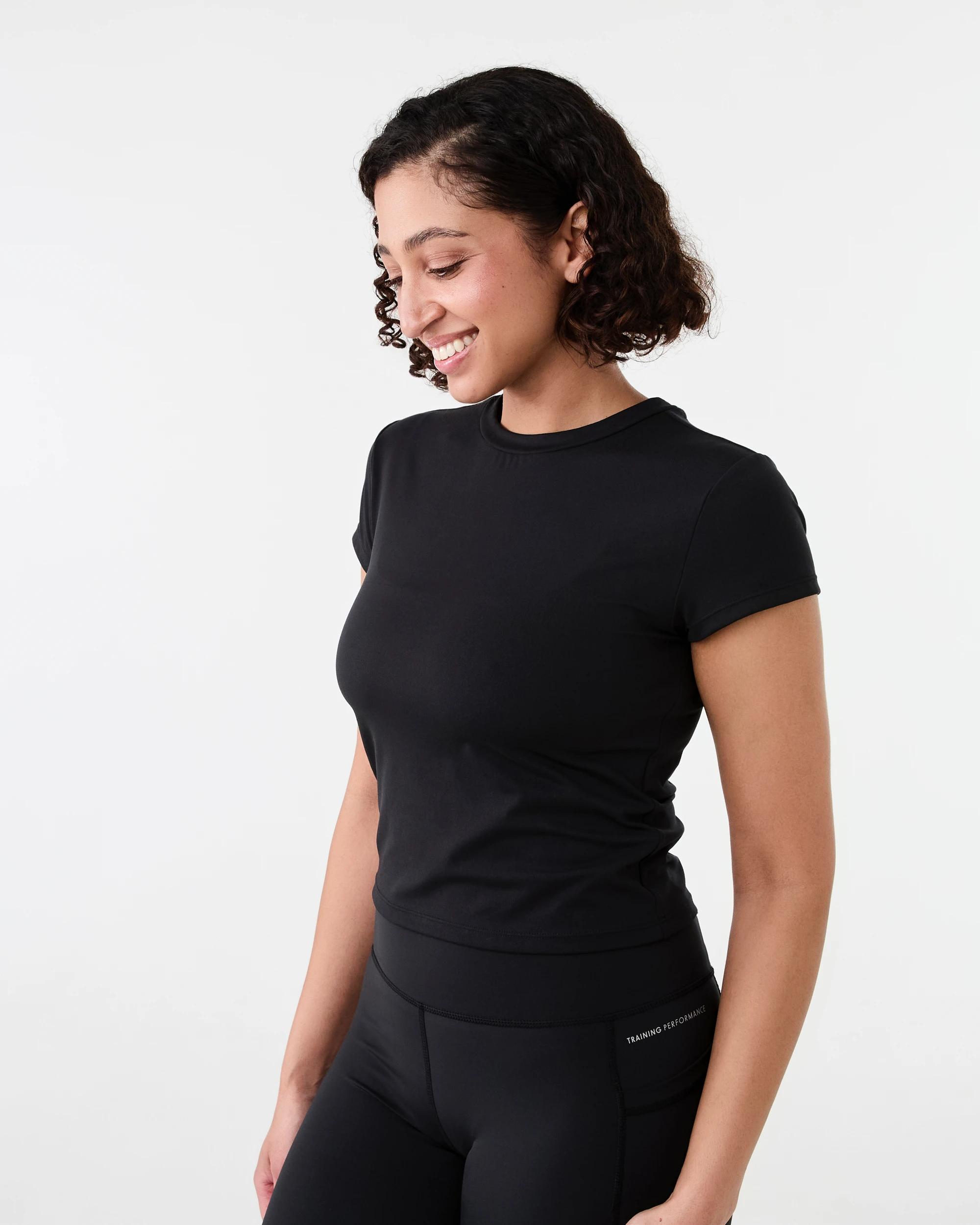 2 Active Womens Ultra Soft Crew Neck T-shirt BLACK, 2 of 6