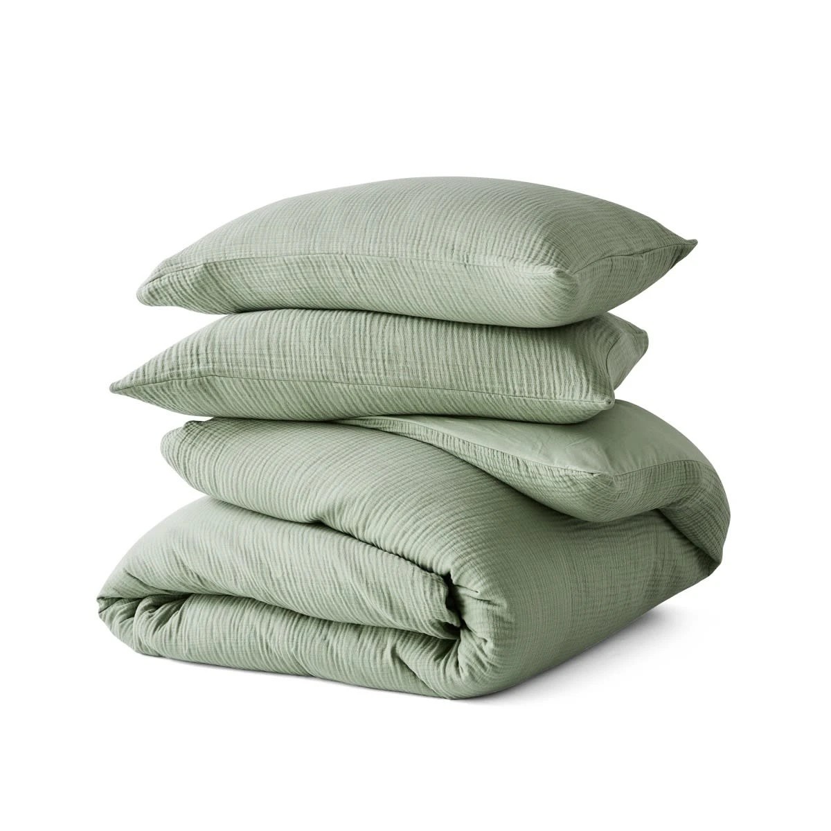 5 Muslin Cotton Quilt Cover Set - Super King Bed, Seagrass, 5 of 6