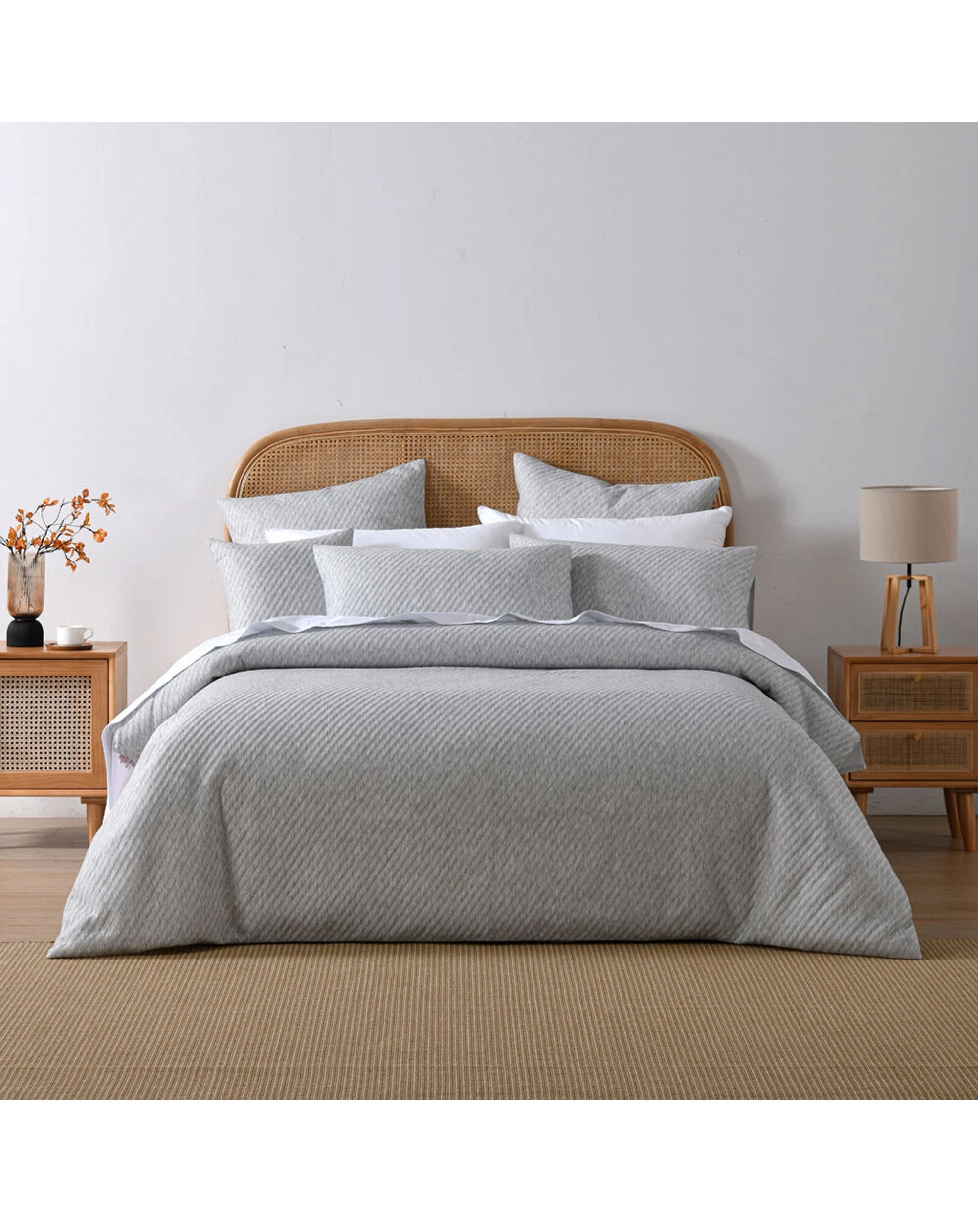 1 Bianca Pesaro Queen Polyester Cotton Quilt Cover & Pillowcase Set - Grey, 1 of 4