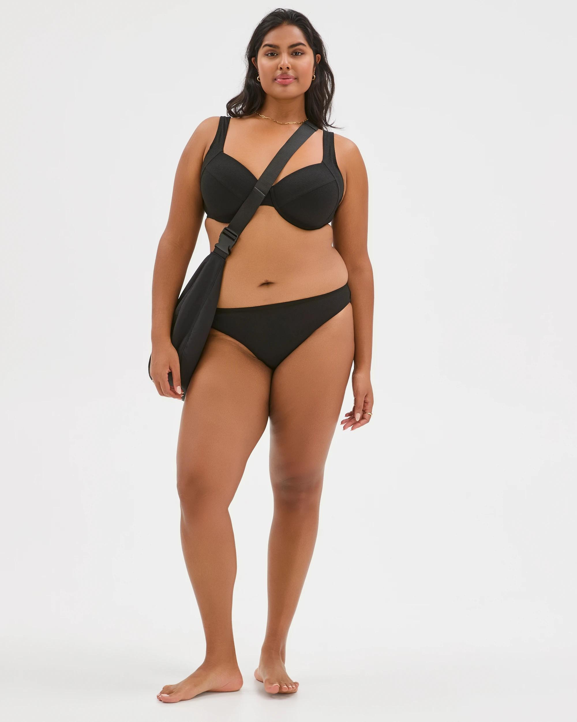 7 Target Woman Resort Low Rise Soft Textured Swim Bikini Bottoms BLACK, 7 of 9