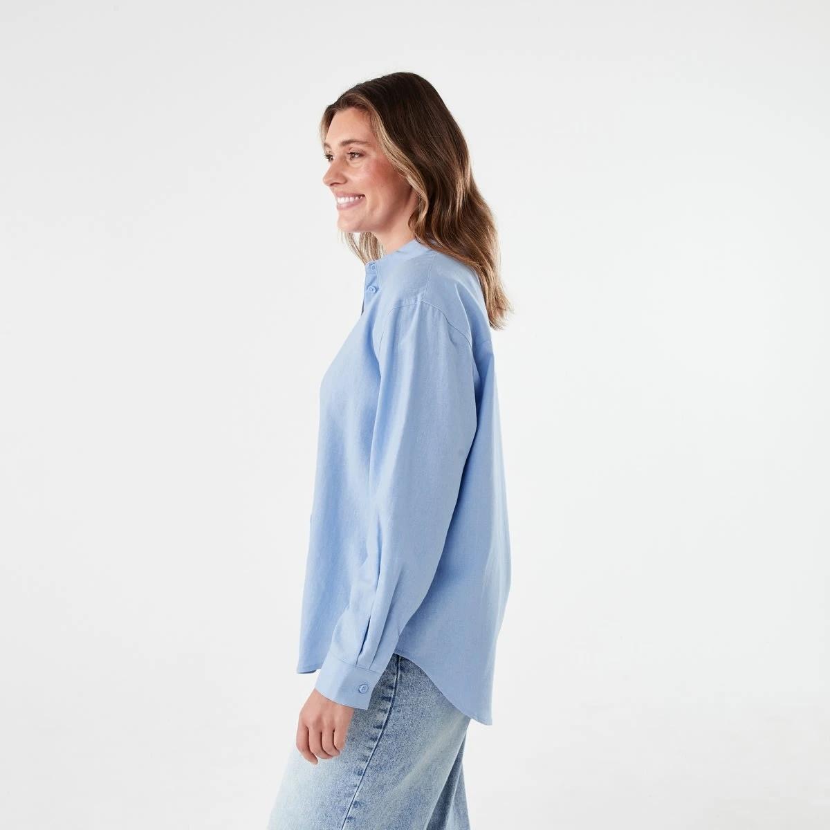 2 Long Sleeve Linen Blend Shirt BRUNI BLUE, 2 of 6