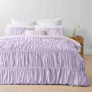 Arlo Cotton Quilt Cover Set - Single Bed, Lilac