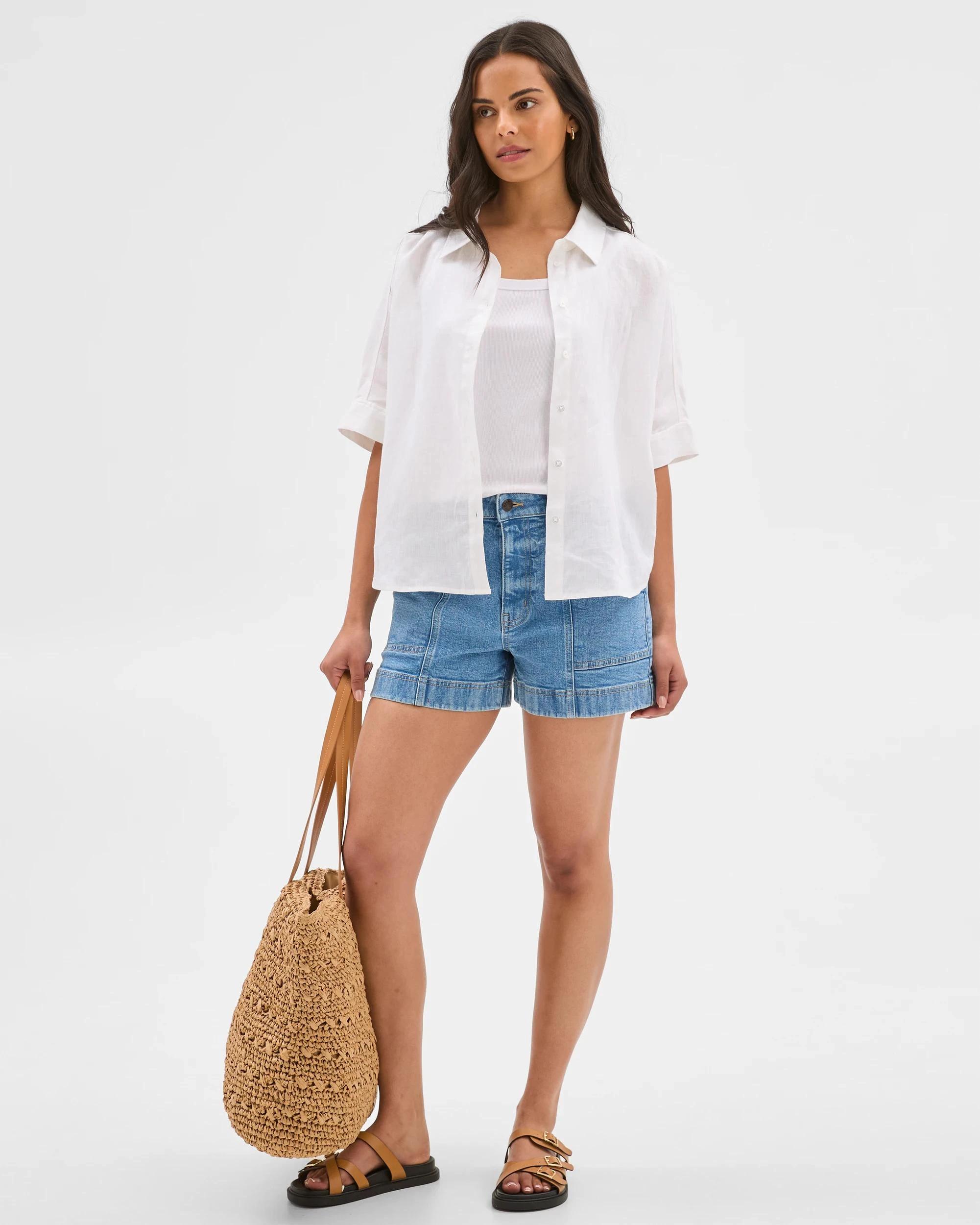 1 Target High Waist Panelled Denim Shorts ERA BLUE, 1 of 6