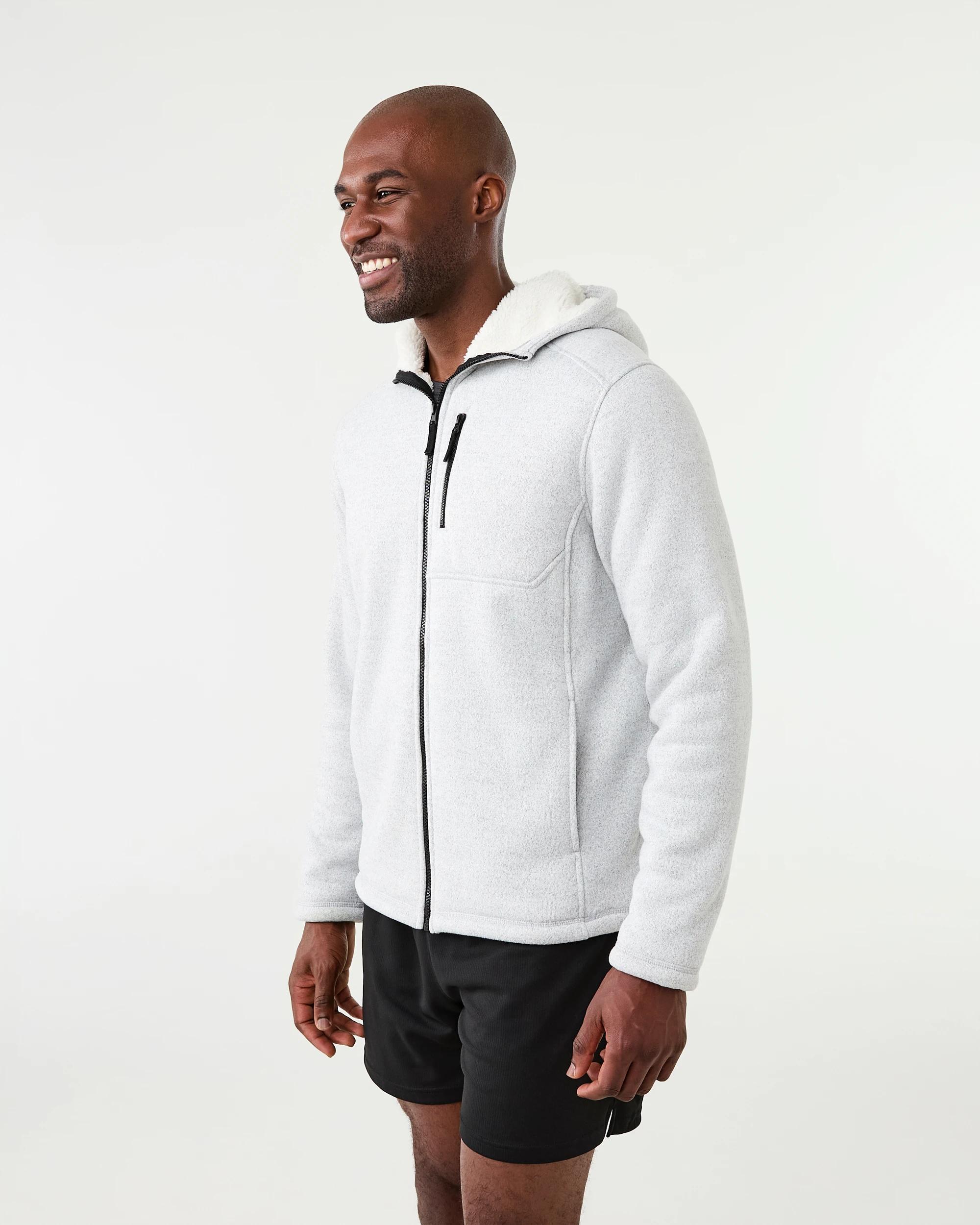 3 Active Mens Knit Sherpa Jacket Greymarle, 3 of 8