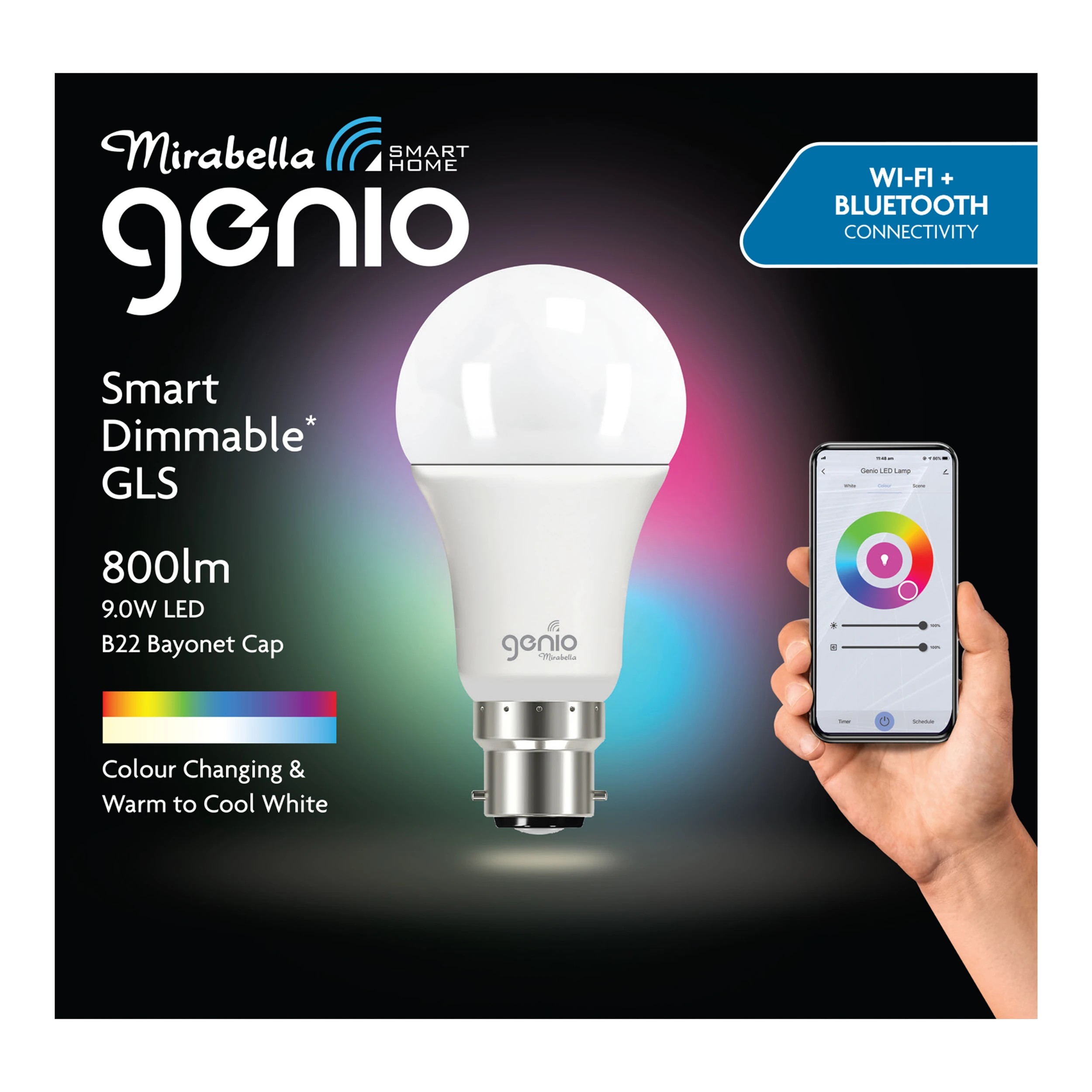 1 Mirabella Genio 9W LED Wi-Fi Smart Dimmable Bulb, 1 of 10
