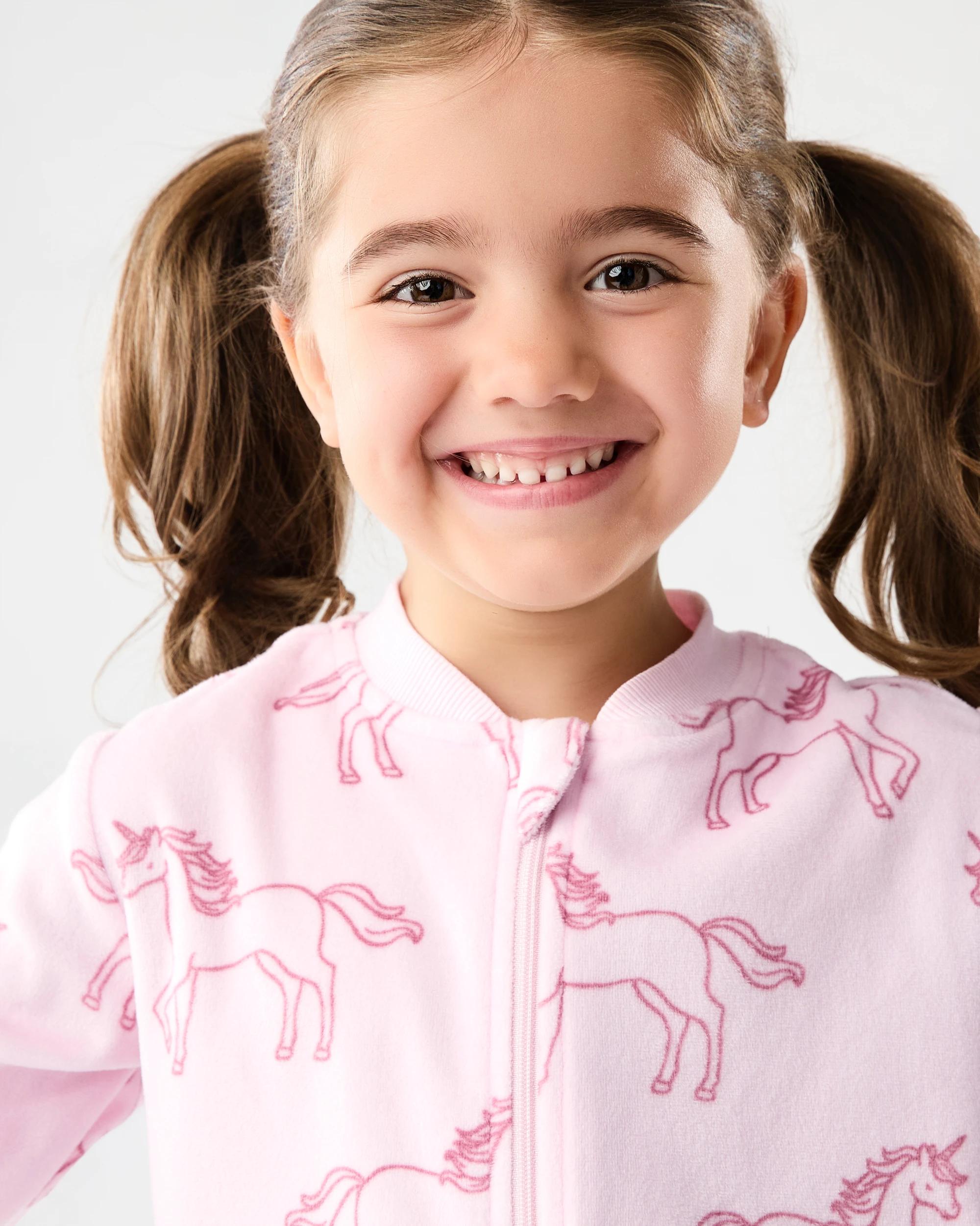 4 Fleece All-in-One Sleepsuit Pnk Unicrn, 4 of 8