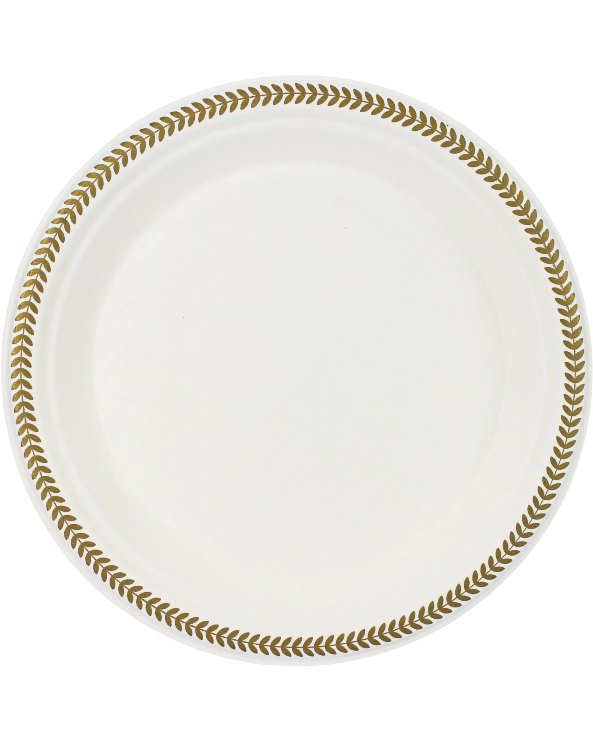 1 Partyware White & Gold Leaf Sugar Cane Large Plates Pack of 10 - Gold, 1 of 3
