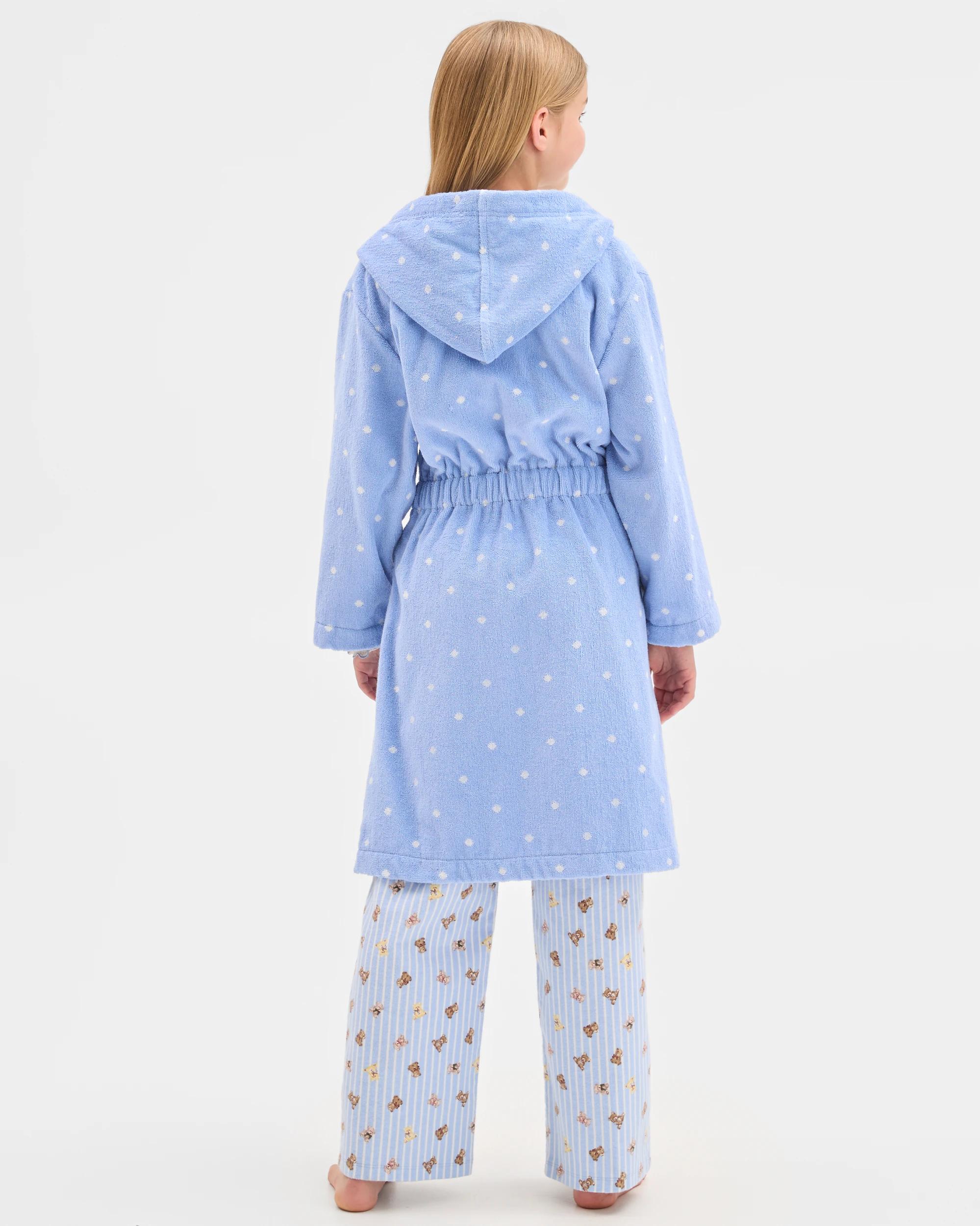 3 Target Kids Older Girls Australian Cotton Towelling Dressing Gown BLUE SPOT, 3 of 6