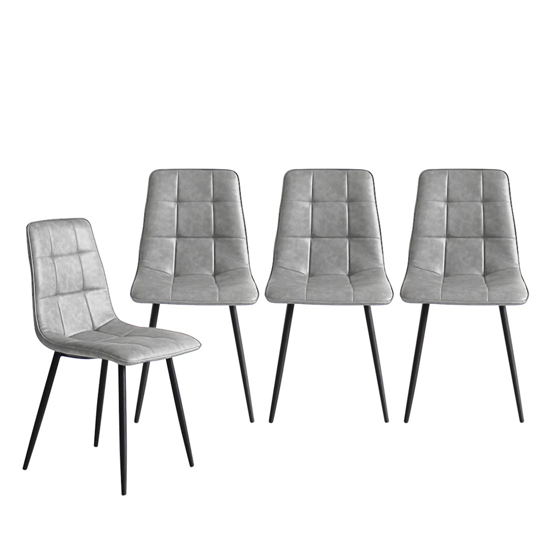 6 Levede 1 Set Of 4 Retro Dining Chairs - Grey, 6 of 6