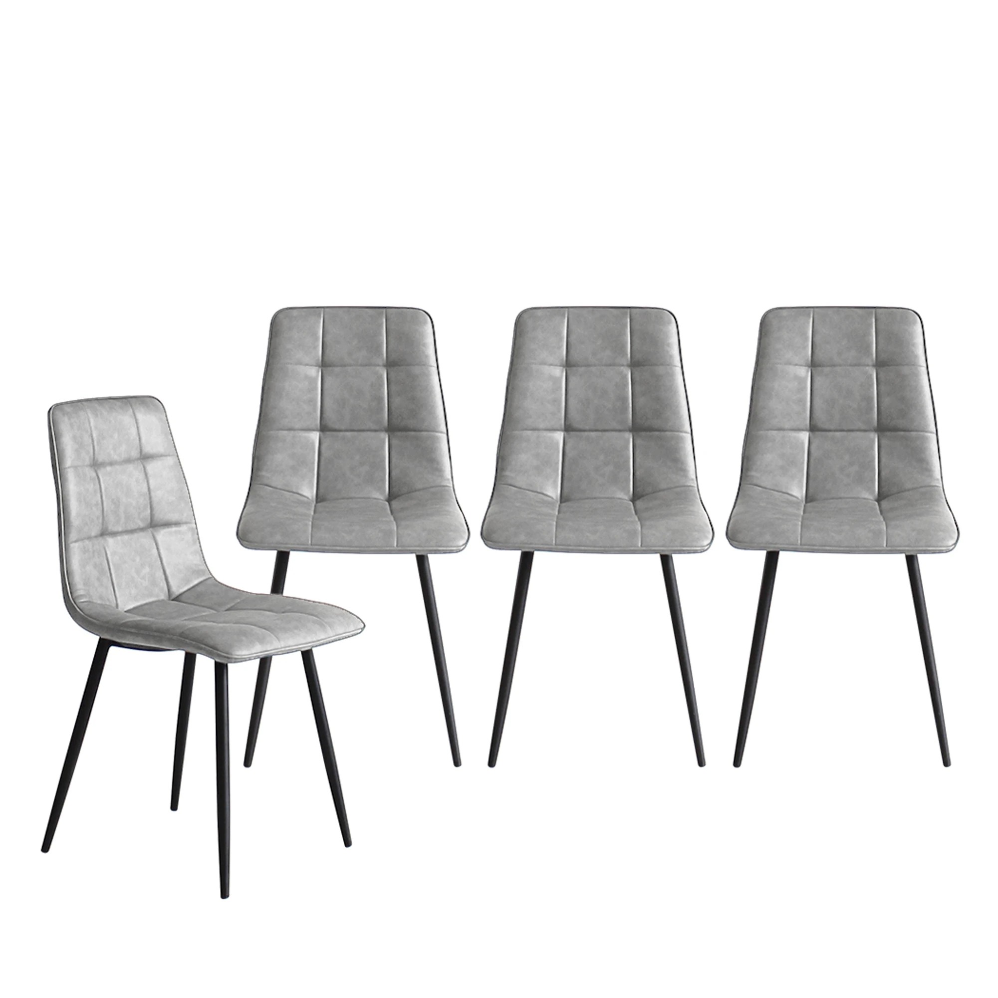 6 Levede 1 Set Of 4 Retro Dining Chairs - Grey, 6 of 6
