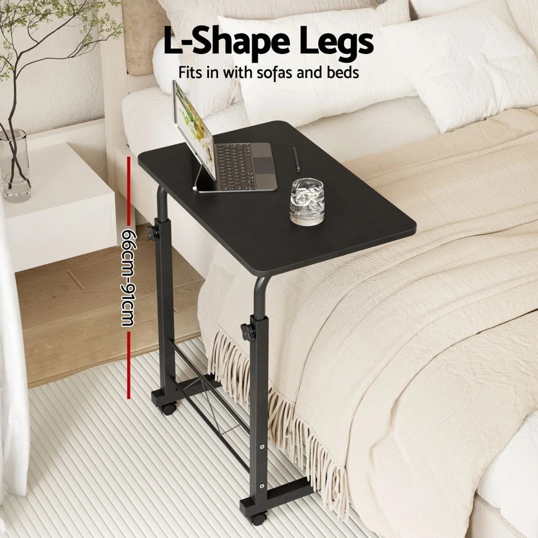 4 Artiss Laptop Desk Table Adjustable 60CM - Black, 4 of 7