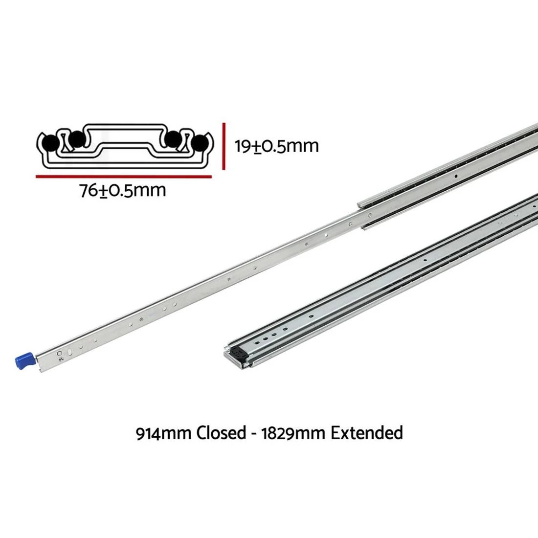 2 Giantz 2x Drawer Slides Full Extension Locking 227kg 914-1829mm Length - Silver, 2 of 8