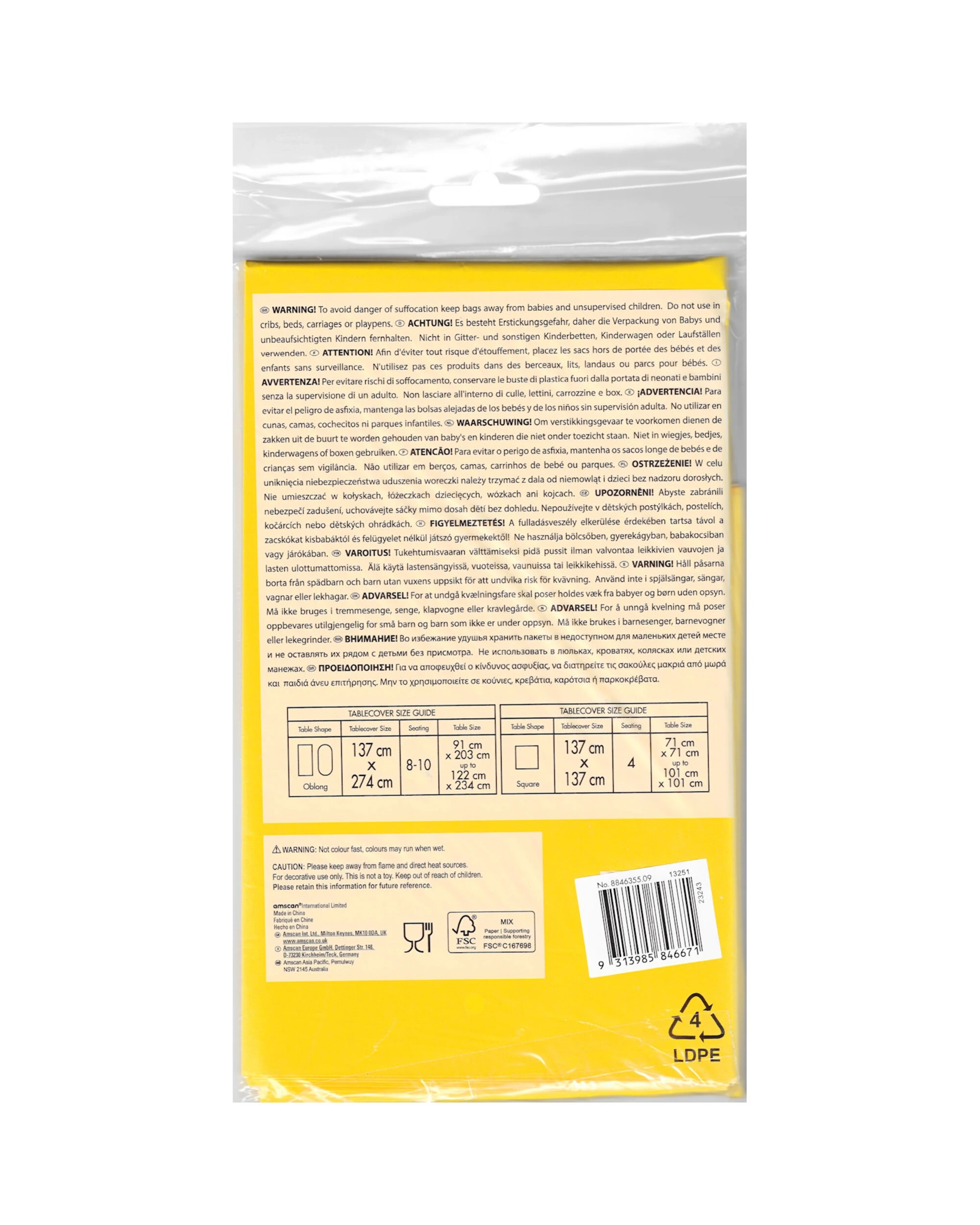 4 Anagram Sunshine Rectangle Paper Tablecloth - Yellow, 4 of 4
