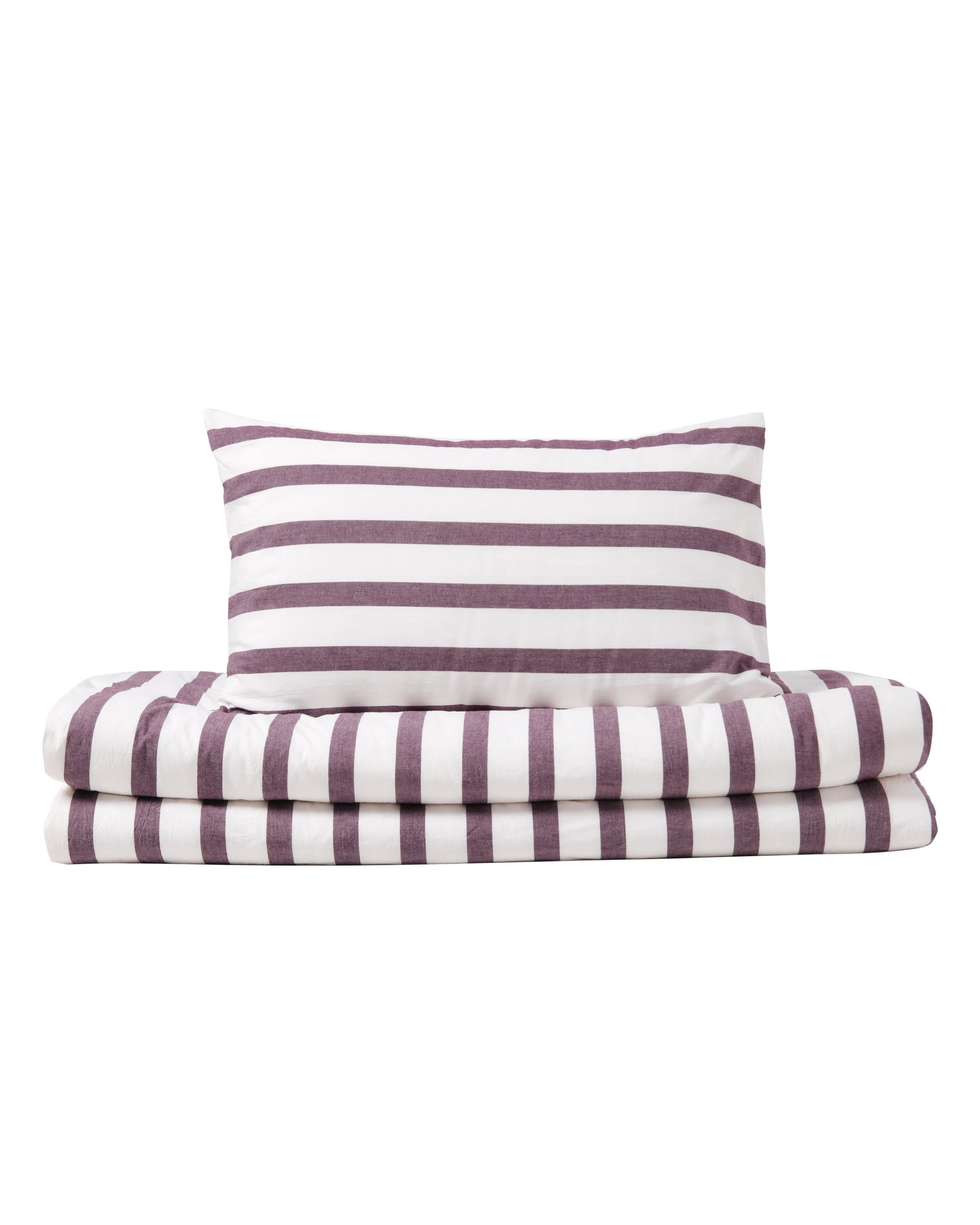 6 Dreamaker Cove Yarn Dyed Washed Cotton Striped Quilt Cover Set - Single Bed - Plum, 6 of 7