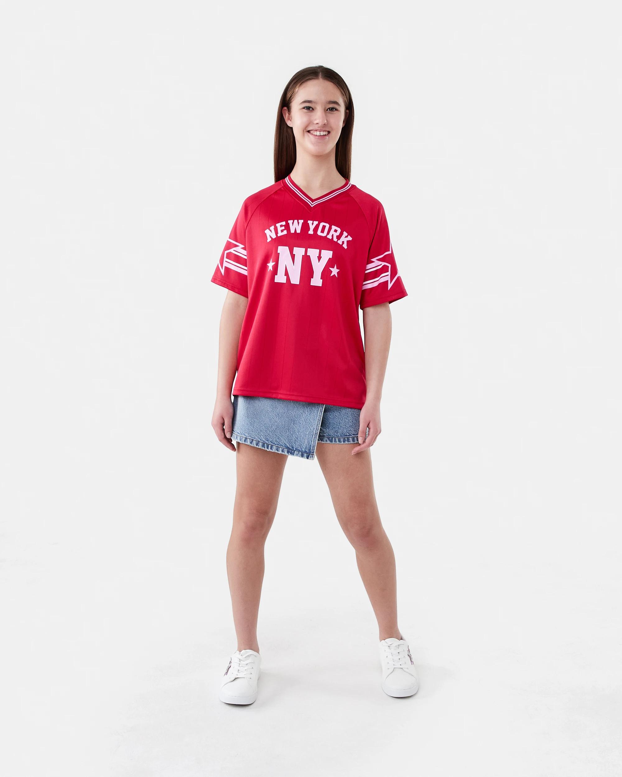 6 V-Neck Mesh Printed T-shirt Red Ny, 6 of 7