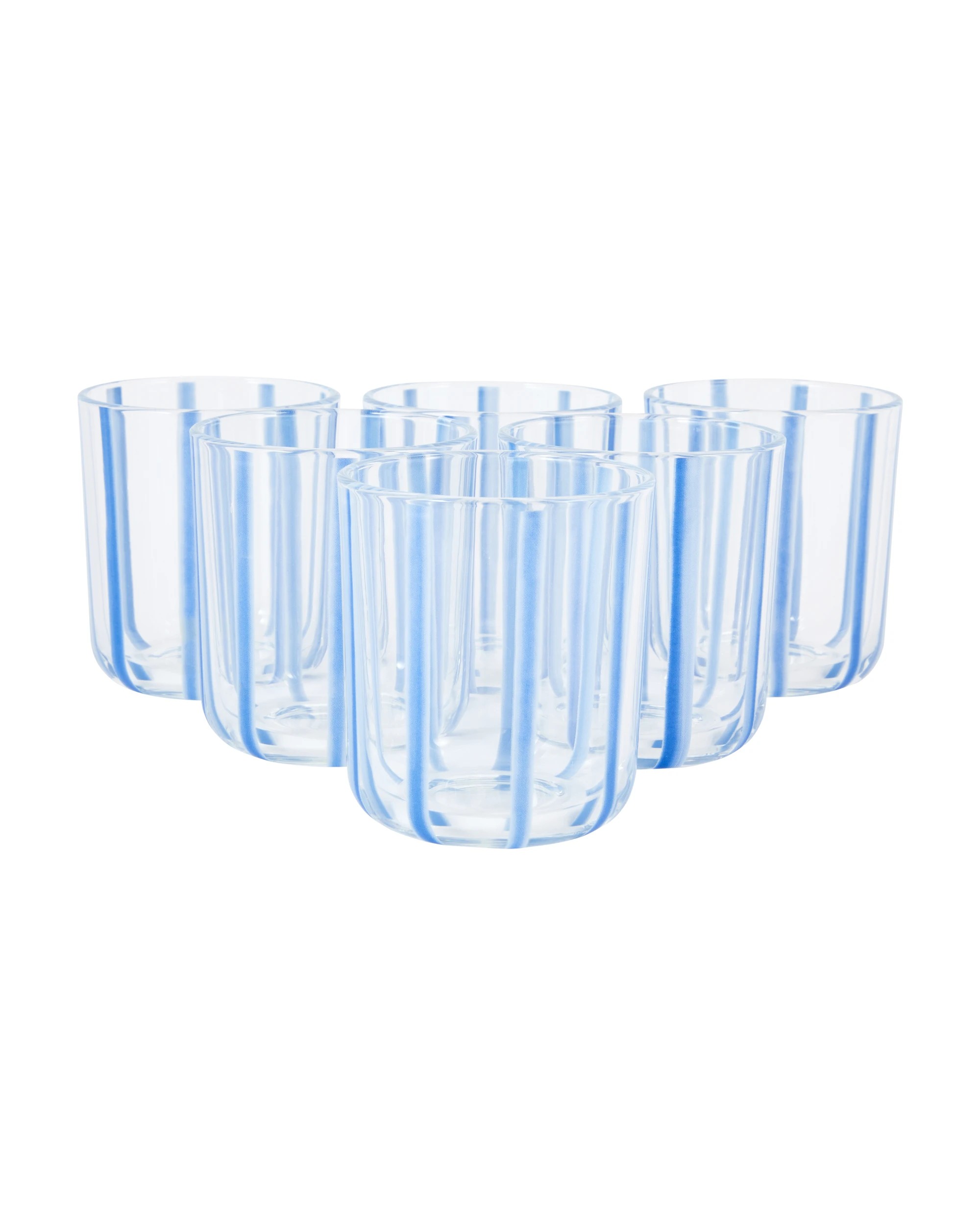 1 6 Blue Stripe Tumbler Glasses, 1 of 4