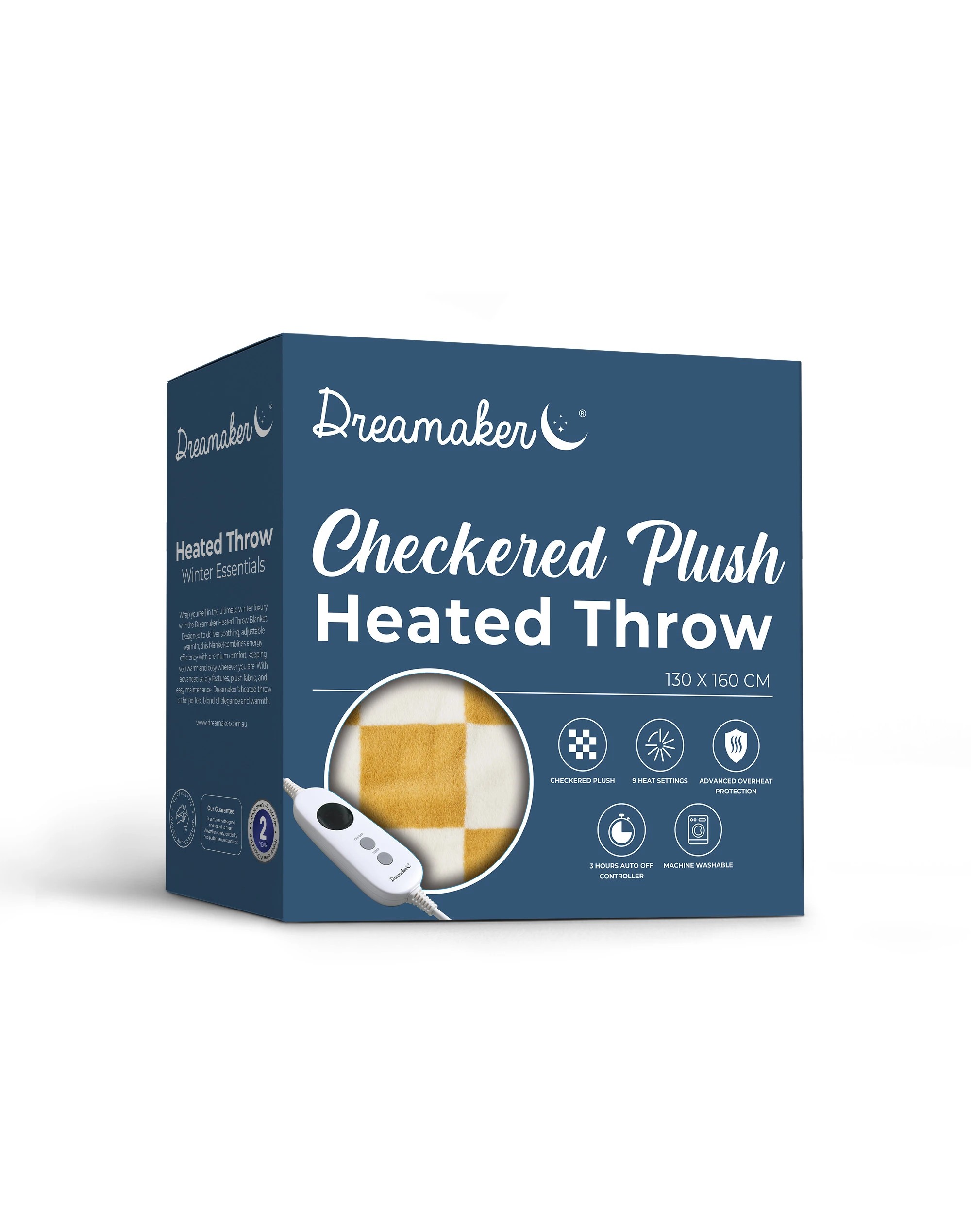 6 Dreamaker Axia Checkered Plush Heated Throw 130x160cm - Chai and Cream, 6 of 8