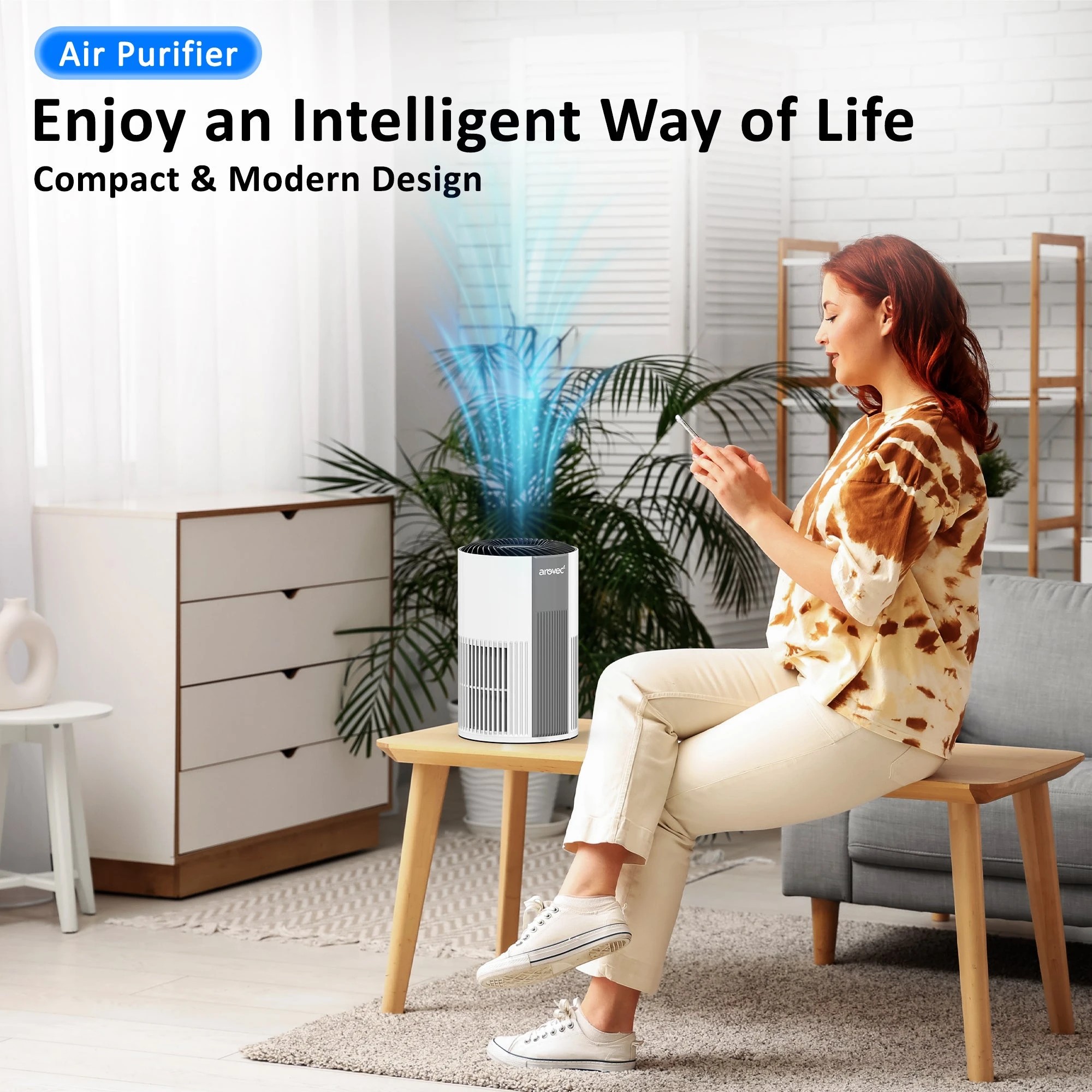 6 AROVEC Mini Air Purifier, H13 True HEPA with Washable Pet Pre-Filter for Bedroom - White, 6 of 7