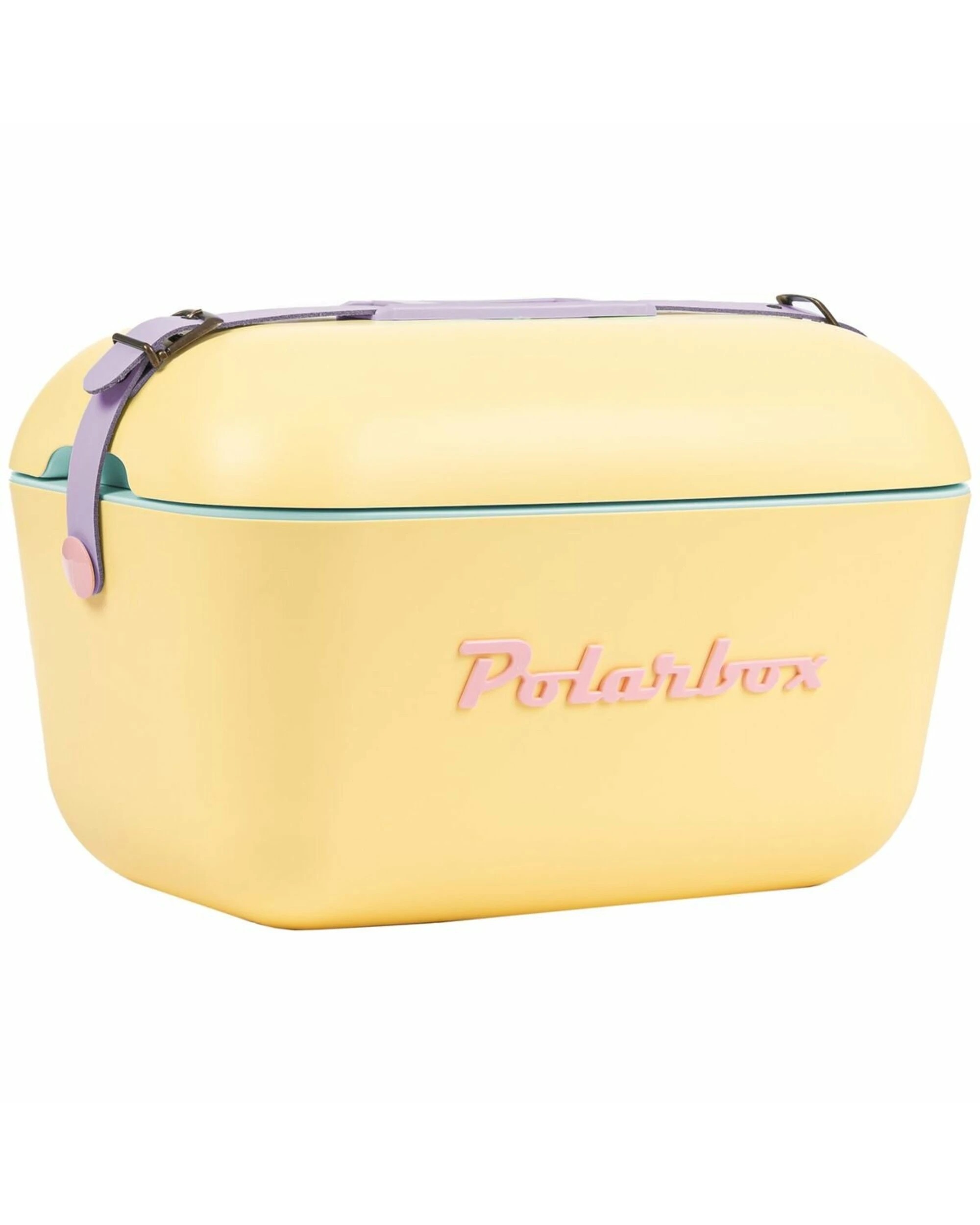 1 Polarbox Rainbow 20L Cooler Yellow with Lilac Strap and Rose Logo & Rivet, 1 of 1