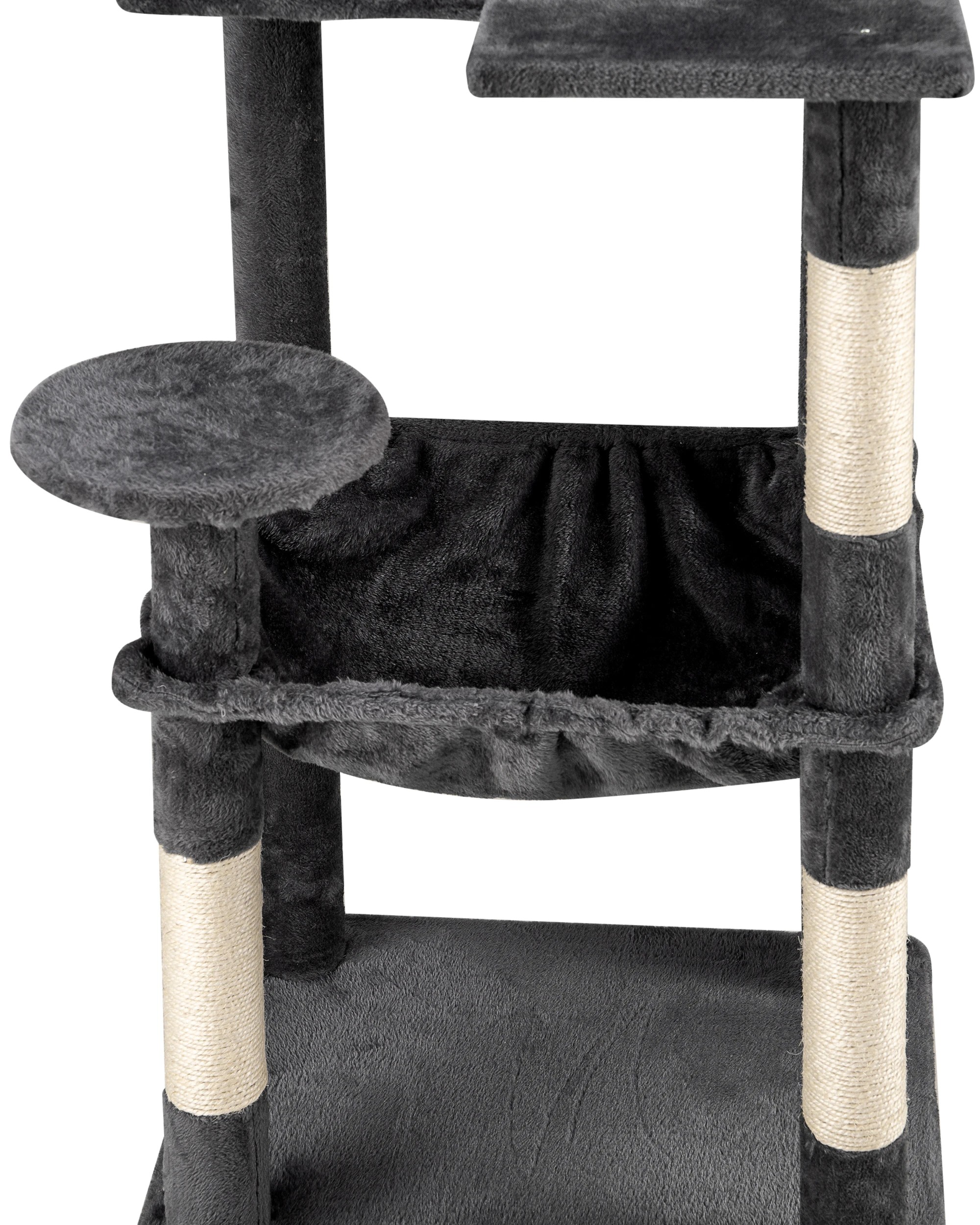 5 Petzly Cat Tree Tower Scratching Post Scratcher Condo House Bed 142cm Dark Grey, 5 of 8