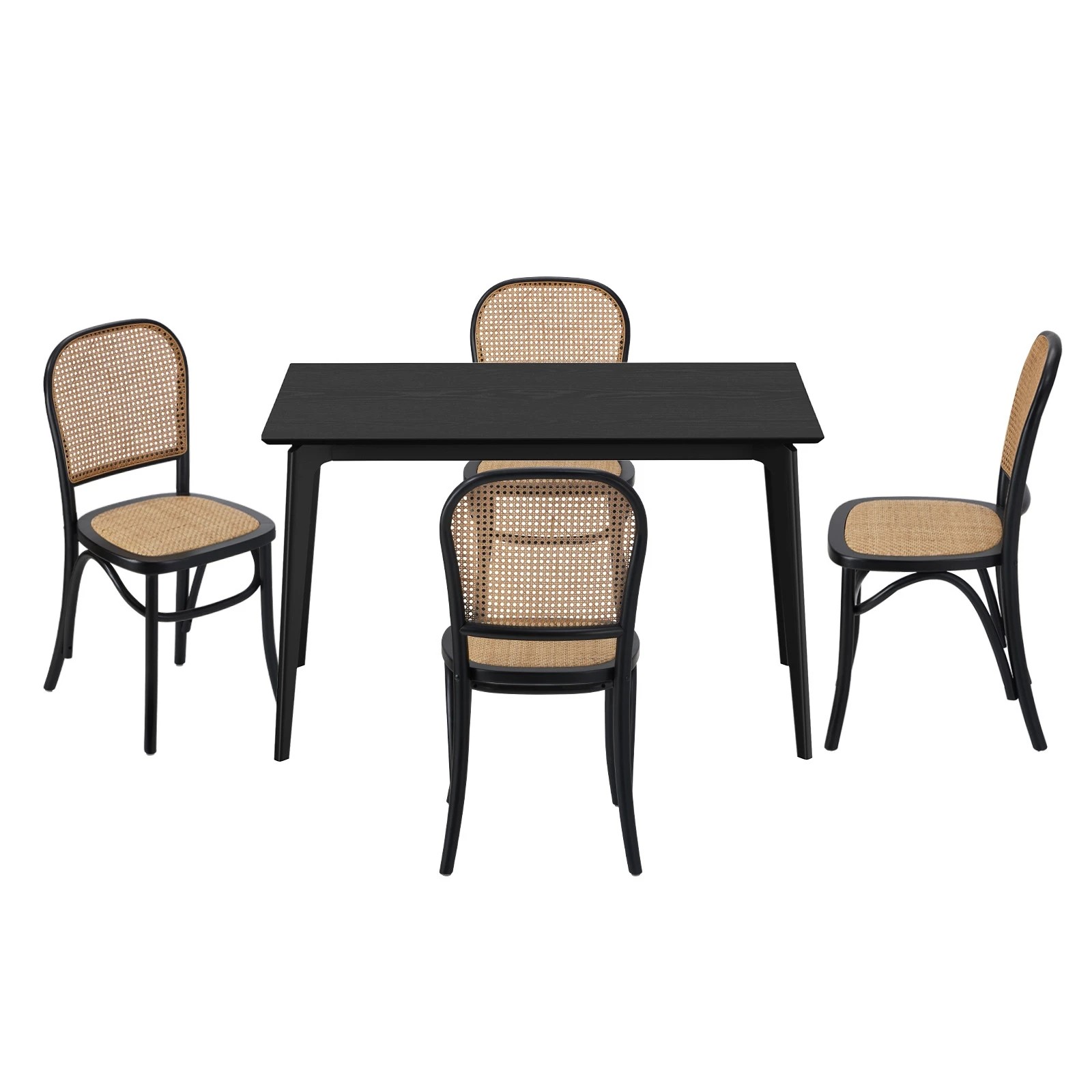10 Oikiture 5PCS Dining Table Set Rectangle Dining Table and Chairs - Black, 10 of 10