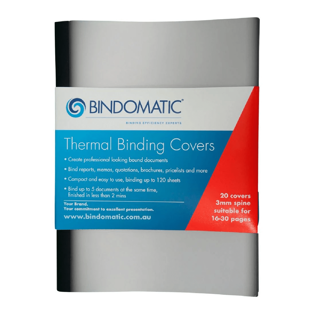 1 Bindomatic Thermal Binding Covers A4 3mm Black 20 Pack, 1 of 2