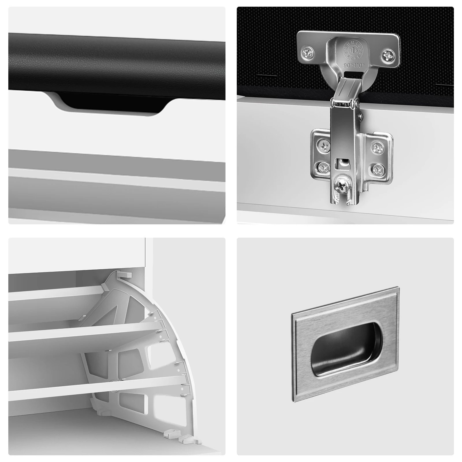 6 Alfordson Shoe Cabinet Bench Storage Rack Organiser Shelf 18 Pairs - White, 6 of 10