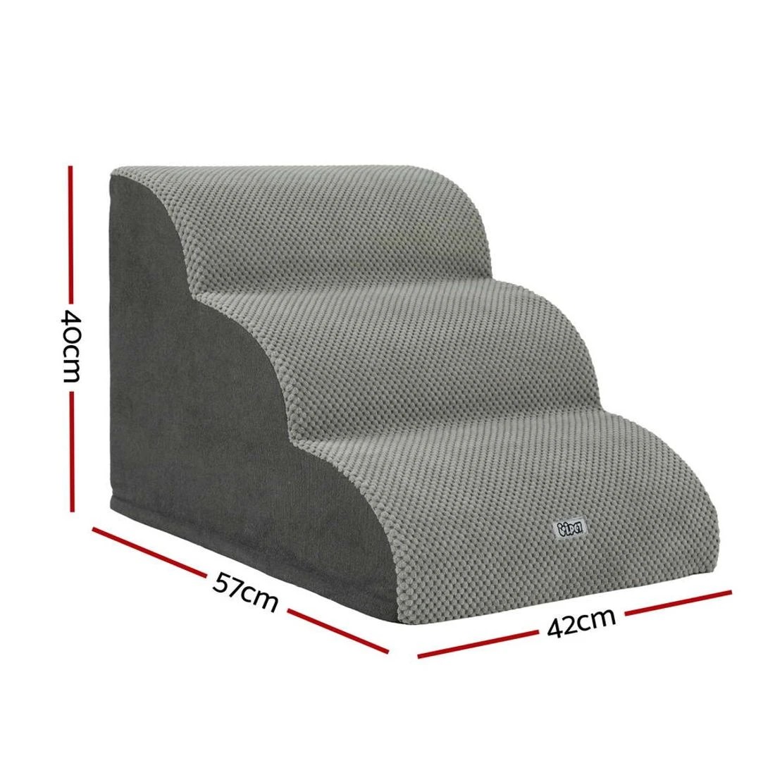 2 i.Pet 3 Tier Dog Ramp Foam Pet Stairs Supportive Portable Lightweight Non Slip Detachable Washable - grey, 2 of 6
