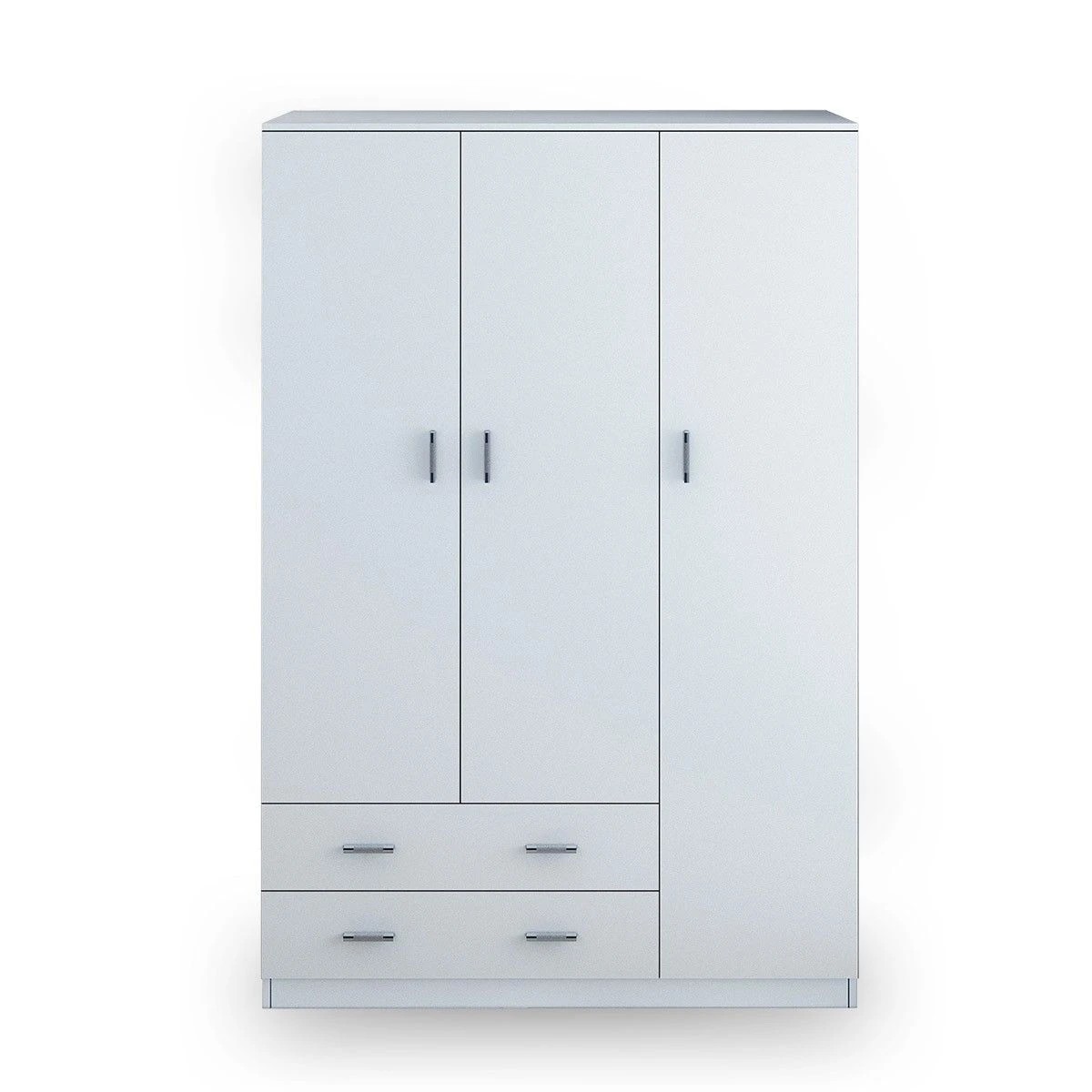 3 AUSWAY White Wardrobe Cabinet Wood Bedroom Clothes Storage Organiser Cupboard 3 Doors 2 Drawers, 3 of 7