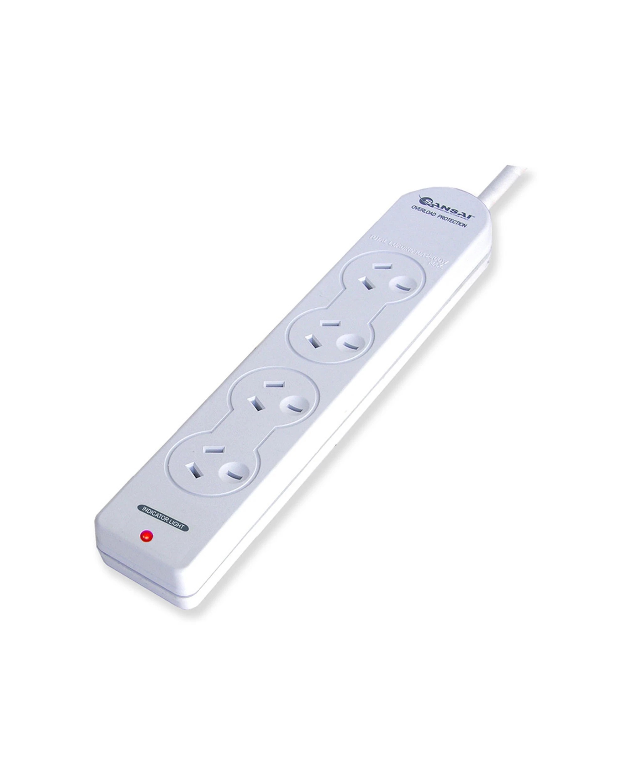 1 Sansai 4 Way Power Board Sockets Overload Protection Reset Button 1m Cord 10A Max - White, 1 of 2