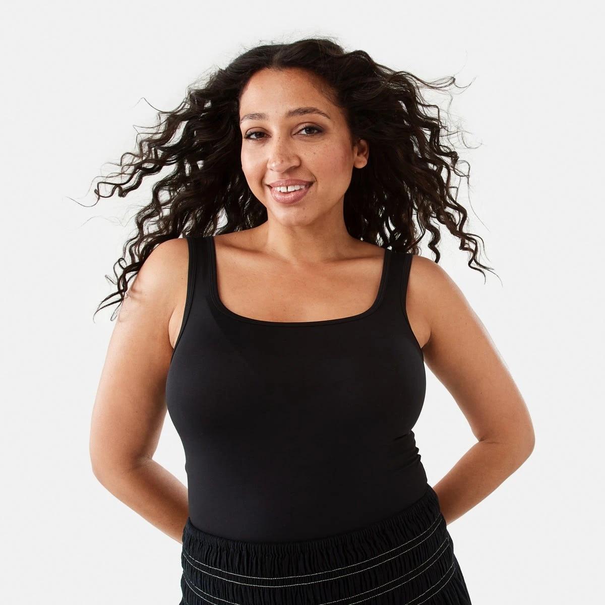 1 Sleeveless Luxe Tank Black, 1 of 8