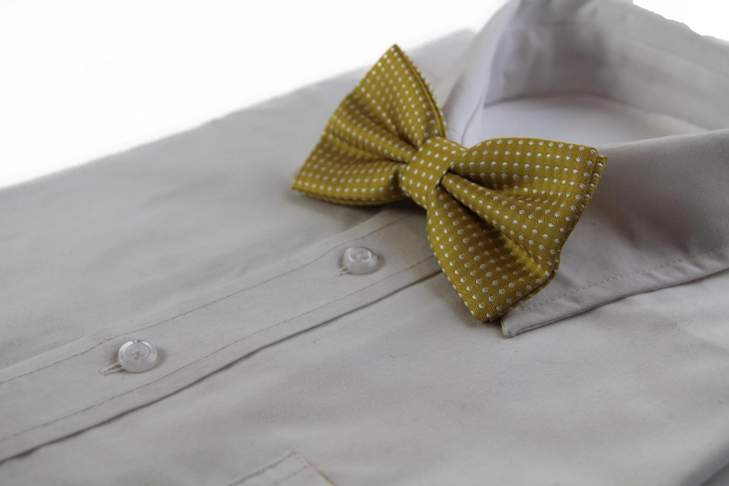 4 Zasel Mens Mustard Yellow Plain Coloured Bow Tie With White Polka Dots - Multi, 4 of 5